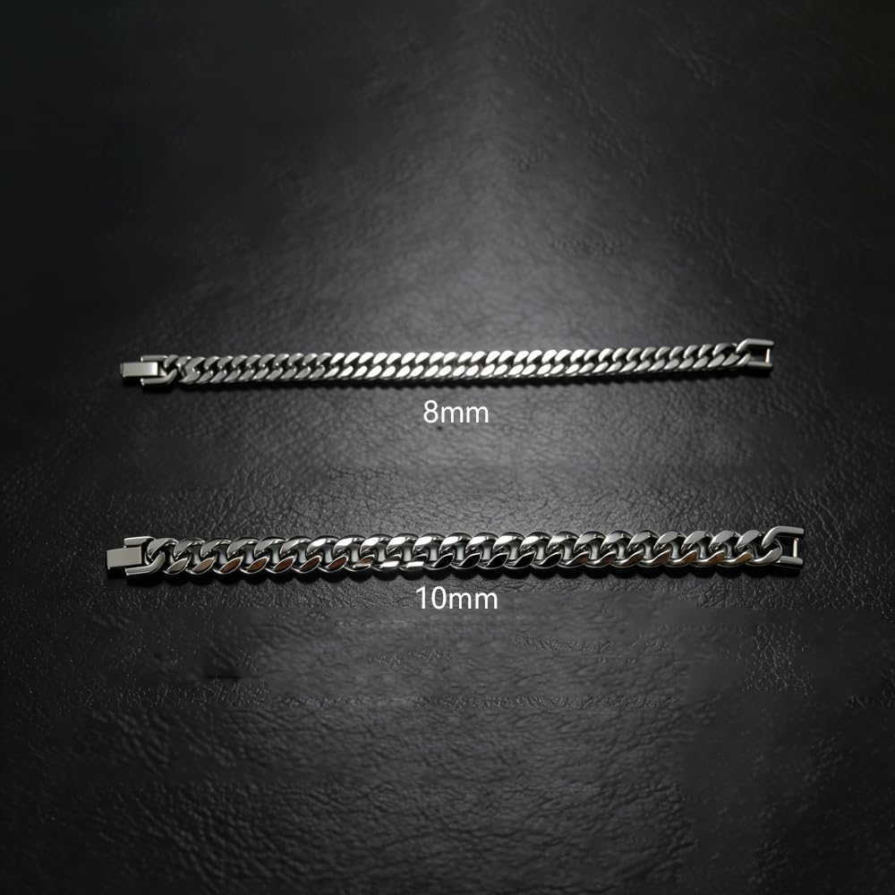 Cuban Link Bracelet for Men -8mm/10mm width,19/21/23cm Stainless Steel Mens Bracelets, Gift for Men women - Image 4