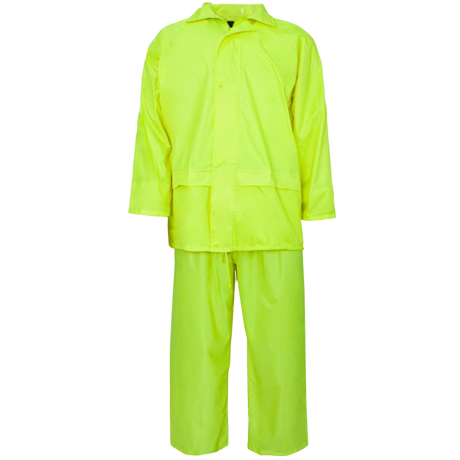MyShoeStore Unisex Rainsuit Two-Piece Waterproof PVC Set with Hooded Jacket and Elasticated Trousers, Yellow, 2XL