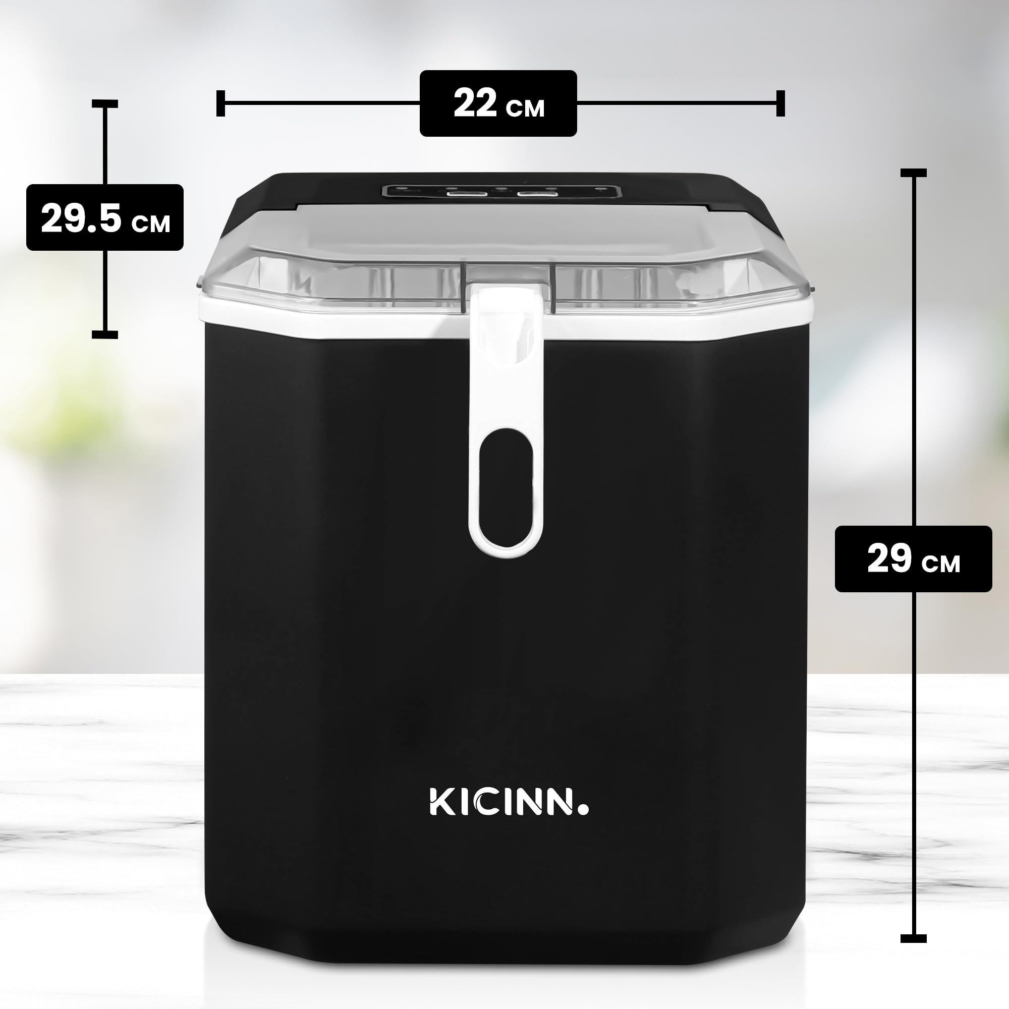 Machine À Glaçons De Comptoir - Prête En 5 Minutes, 14 Kg En 24 H | Machine À Glaçons Portable Autonettoyante Avec Pelle Et Panier Pour La Maison Et La Cuisine - Noir
