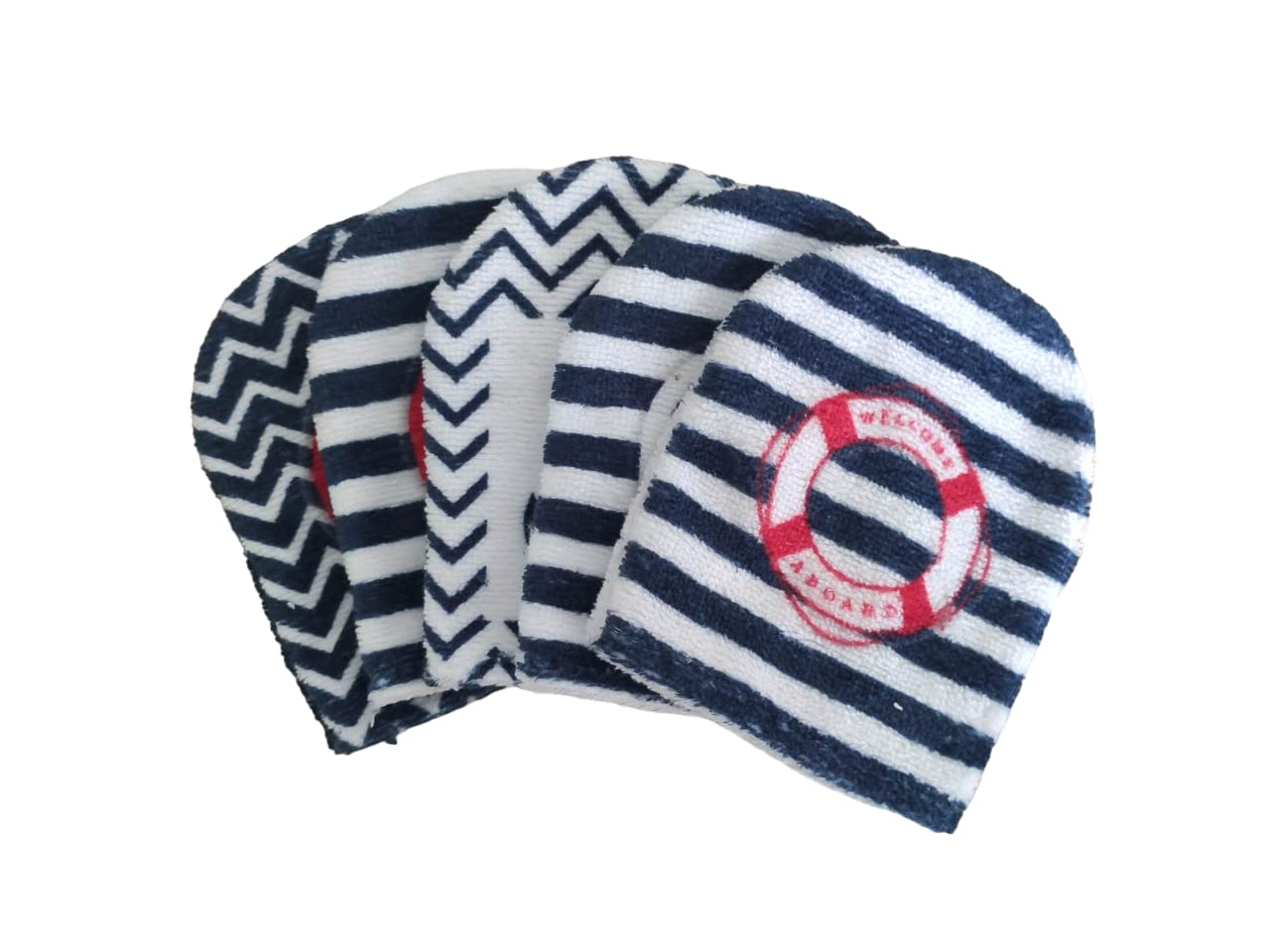5 mini-gants de toilette thématique marine gant débarbouillage bébé