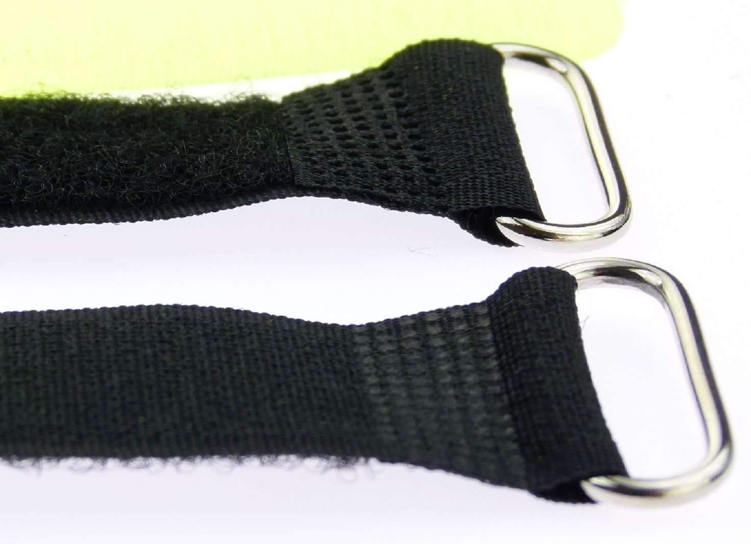 100x 30 cm x 25 mm wiederverschließbare Klett-Kabelbinder NEON GELB mit Metall-Öse - Kabel-Klettband 300 mm wiederverwendbar