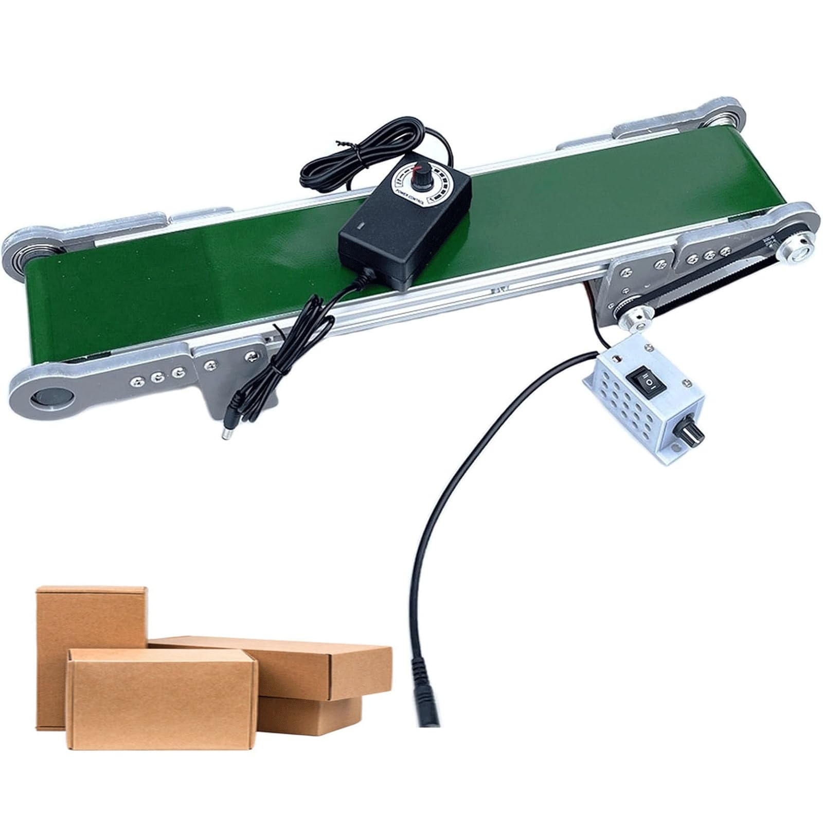 Cinta transportadora industrial, 10 x 70 cm, velocidad ajustable, PVC, con funciones de fricción automática, marcha atrás y pausa para fábrica de embalaje