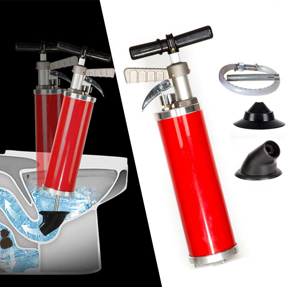 Desatascador de desagüe, bomba de limpieza multifuncional de 0,7 MPa, potente pistón de desagüe, bomba de limpieza para diámetro de tubo: 30 – 130 mm, inodoro, baño, ducha, cocina