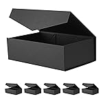 BLK&WH 6 Gift Boxes 9.5x5.5x2.9 Inches, Black Groomsman Collapsible Magnetic Gift Boxes with Lids (Matte Black)