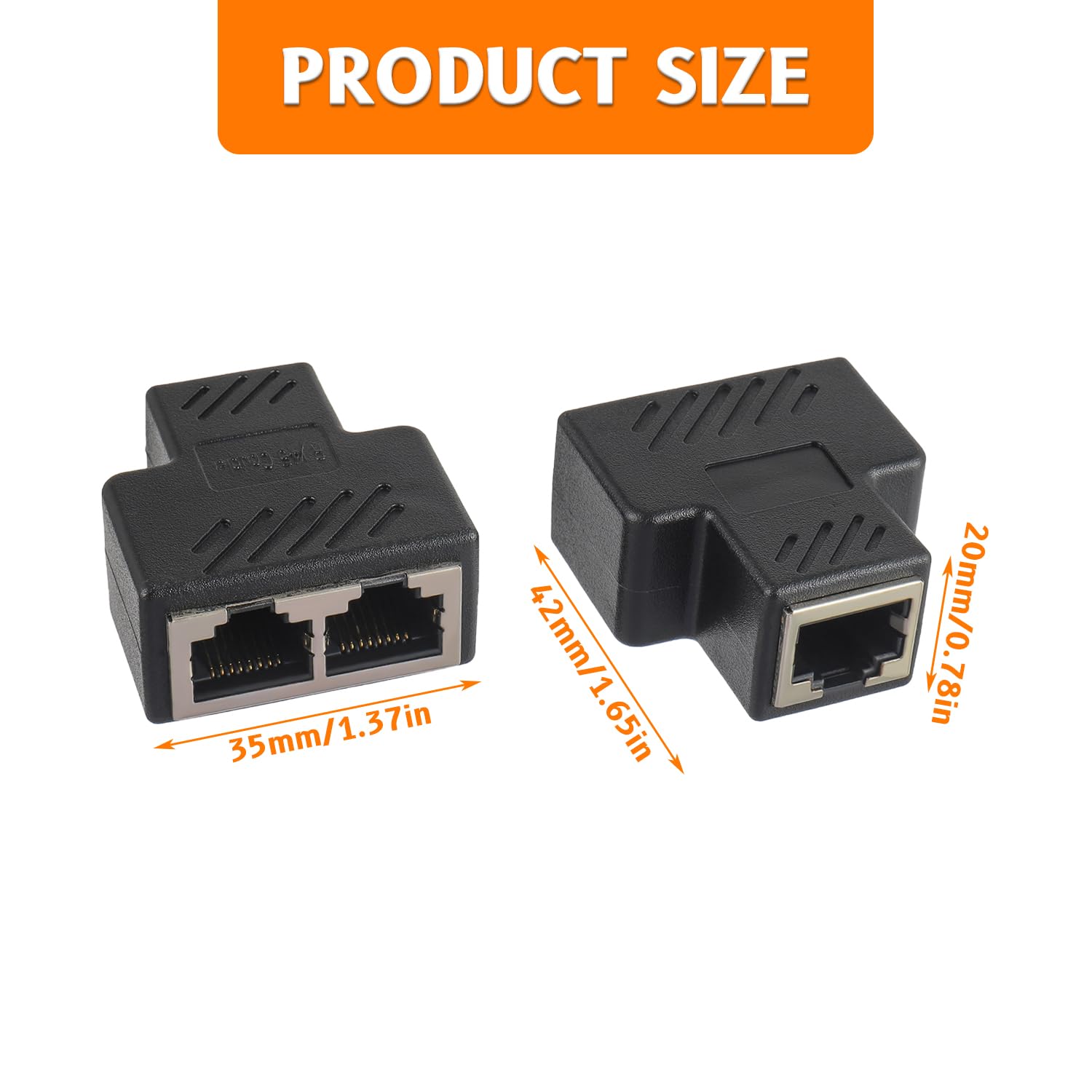 RJ45 Connettori Splitter Ethernet, Adattatore da 1 a 2 Connettore per Ethernet Cat5 Cat5e Cat6 Cat7 Cavo(2 Pezzi)
