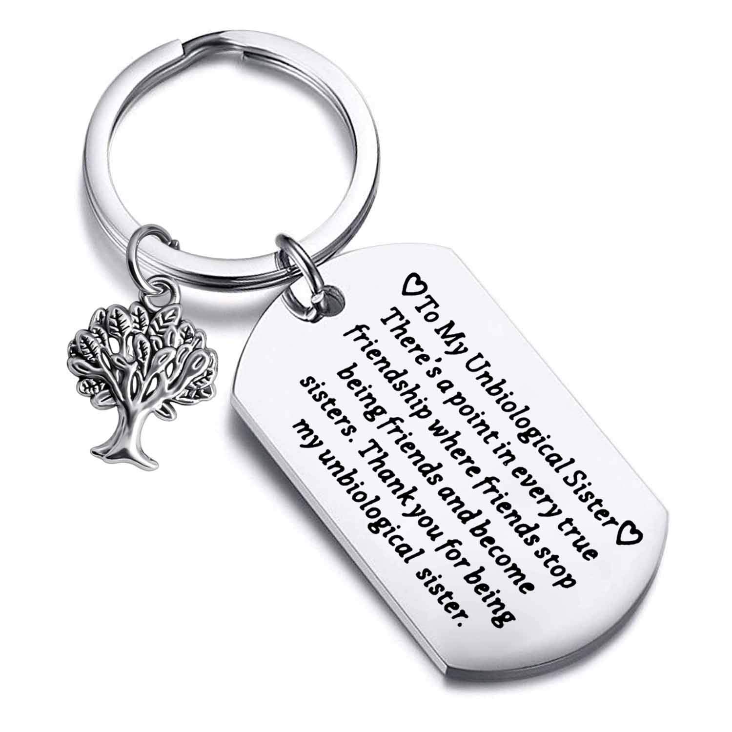 Ensianth Silver Unbiological Sister Gifts Thank You For Being My Unbiological Sister Keychain Friend Gifts Friendship Jewelry Soul Sisters Gifts For Bff(Silver) Keychain Pendant 40*25Mm