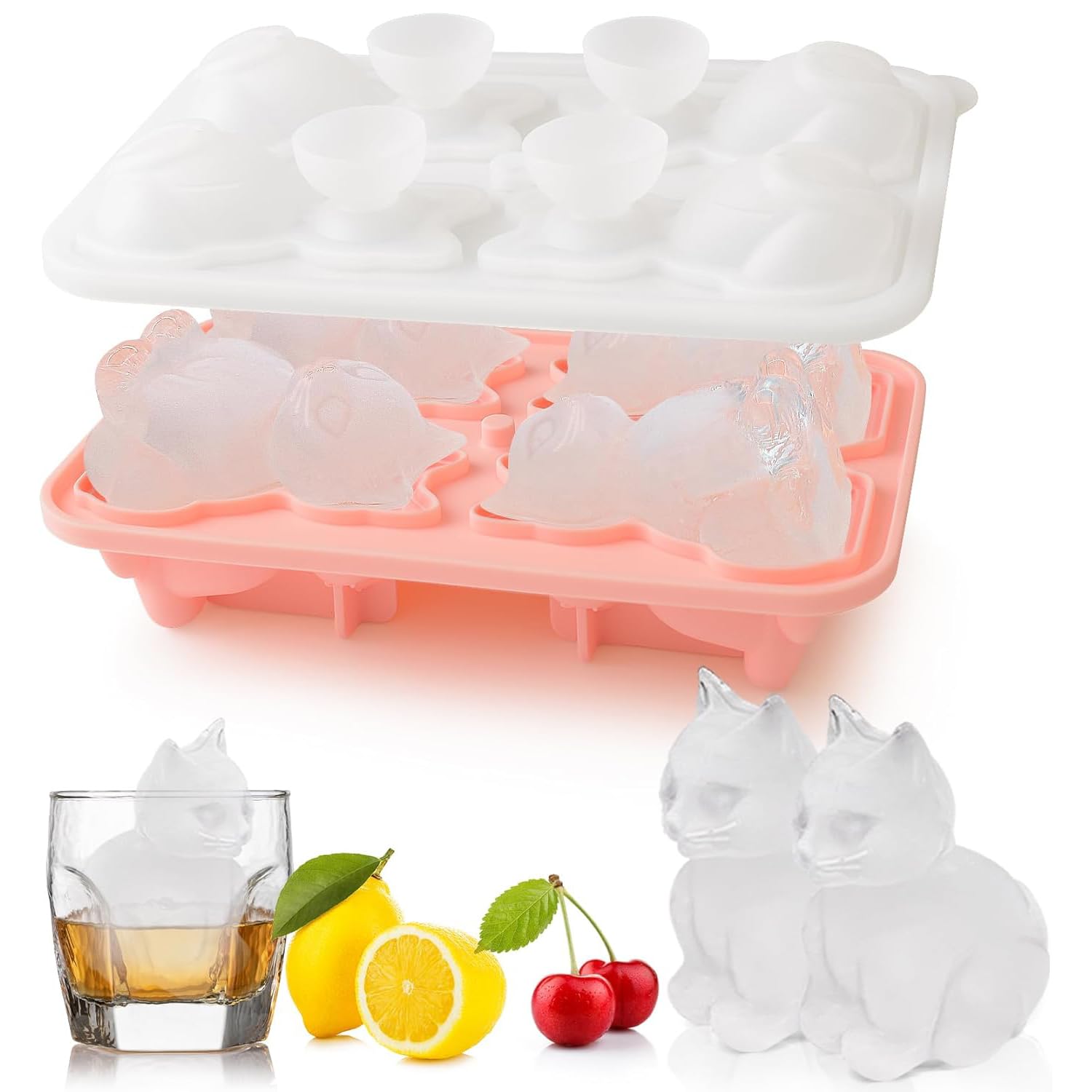 Silicone Ice Cube Trays Rose, 3D Rose Silicone Ice Cube Moulds, 9 Ice Cube Tray with Lid, Easy-Release Ice Cube Moulds for Parties, Cocktails, Drinks, Whiskey