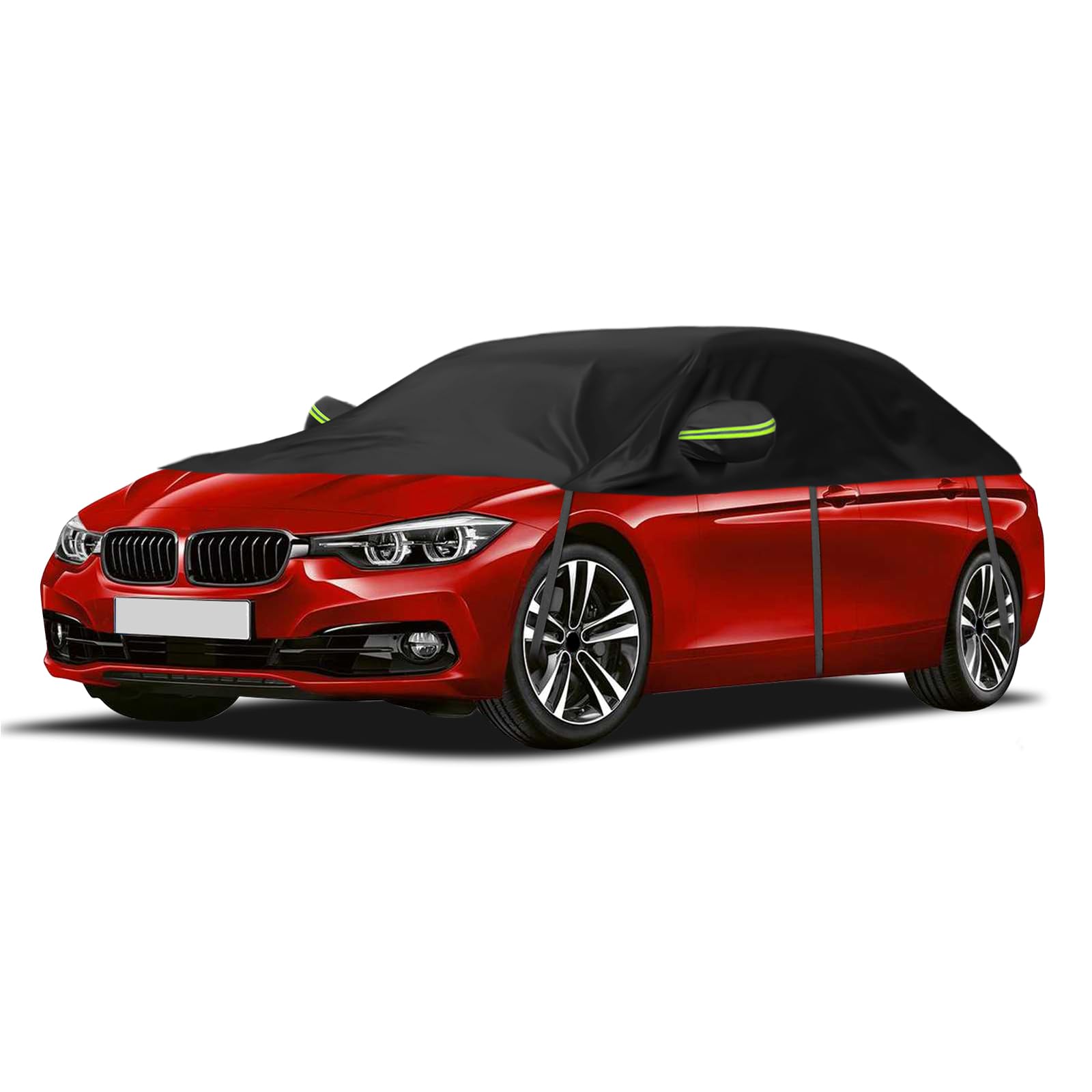 Universelle Halbgarage für Autos 323 * 150 * 49cm, Autoabdeckung Wasserdicht Ersatz für BMW 3 Series, Ersatz für Porsche 911, Autoplane Halbabdeckung für Allwetter, UV-Beständige Vollgarage Regen