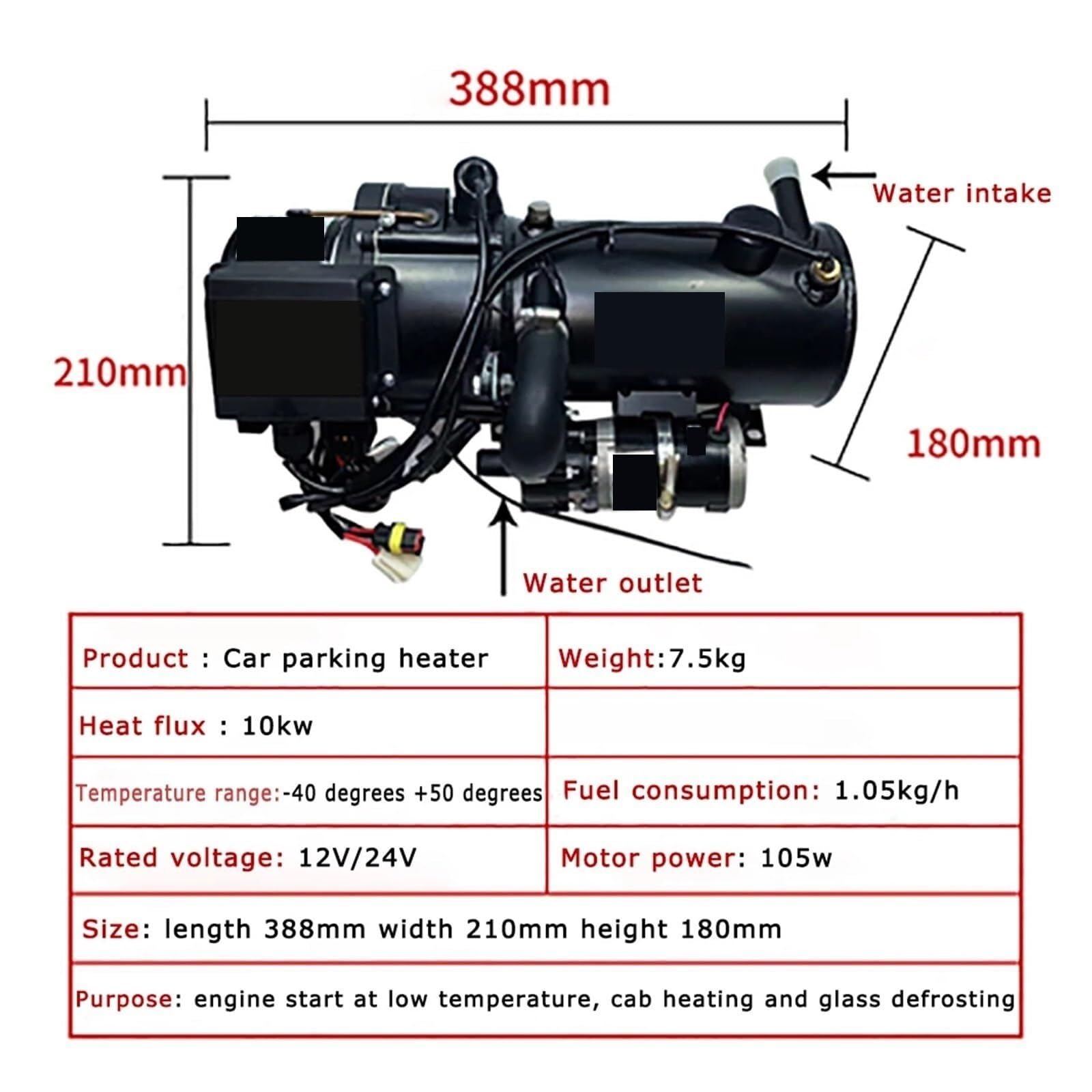 Podgrzewacz Samochodowy 10kW Silnika Pneumatycznego 12V 24V
