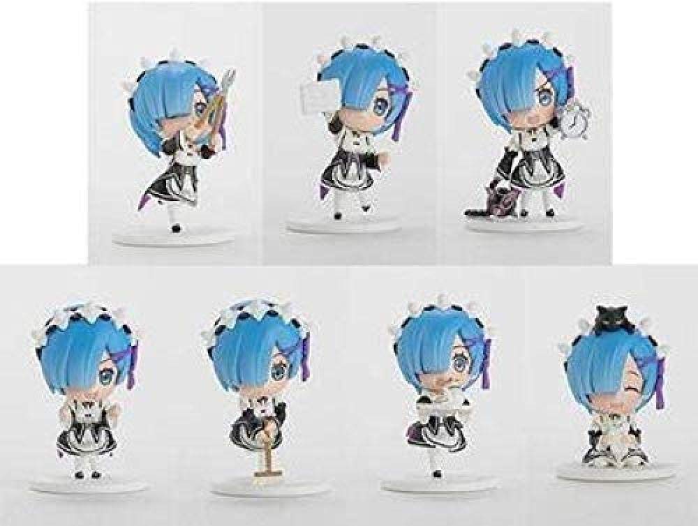 lucky boy PVC Action Figure Toys Collection Animated Cartoon Model Re Zero Kara Hajimeru Isekai Seikatsu Rem 7 Pieces/Set