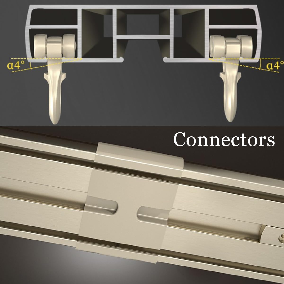 Vorhangschienen 2-läufig Gardinenschiene Strapazierfähige - Schiene Aluminium Schienen Zimmer Trennwand Doppelläufig Metall-Stange Für Schiebevorhang Wohnmobil(Brown,310cm)