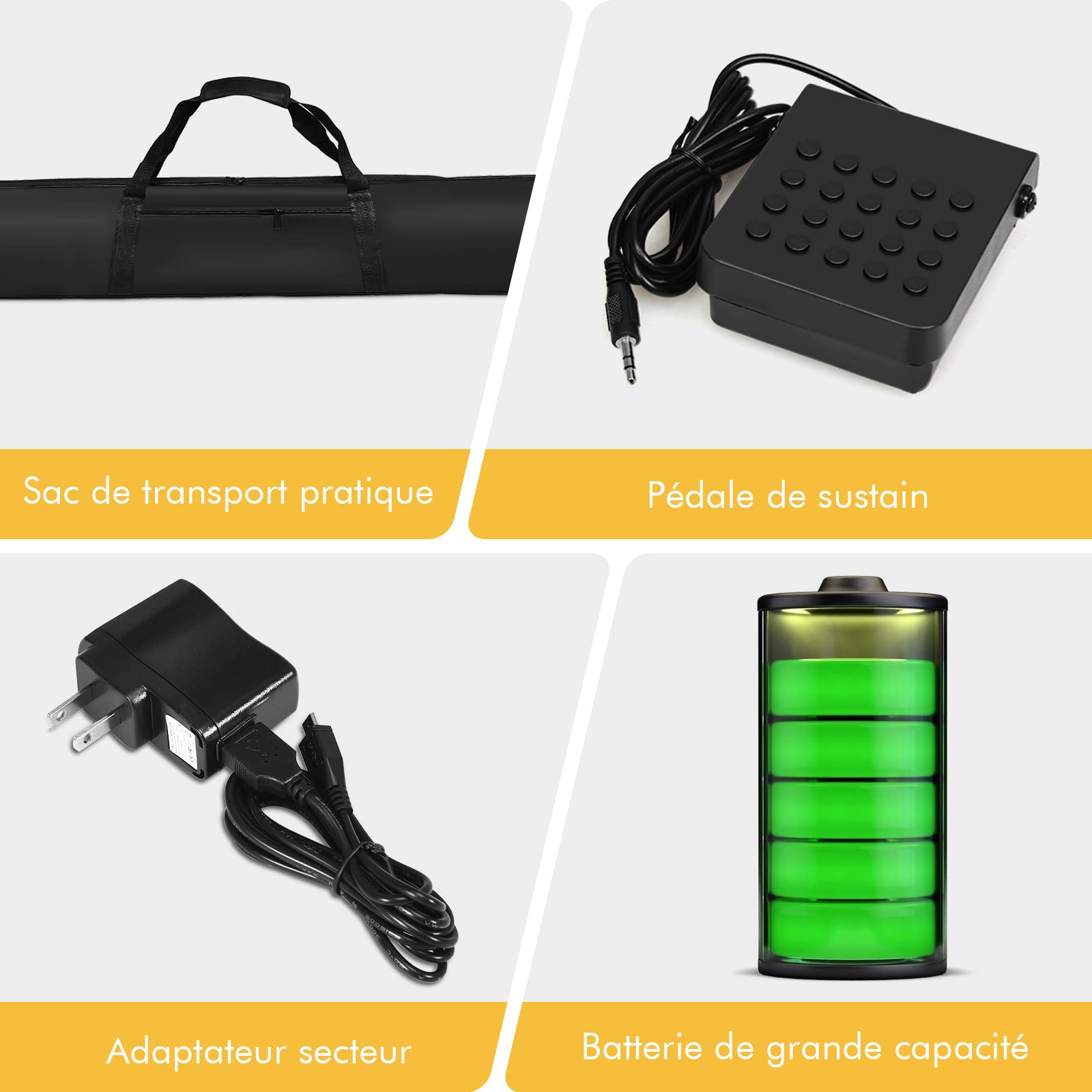 DREAMADE Piano Numérique 88 Touches avec Pédale, Clavier de Piano Électronique Portable, MIDI OUT et Interface d'alimentation USB, pour Débutants, Enfants, Adultes (126,5x18x6,5cm(88 Touches), noir)