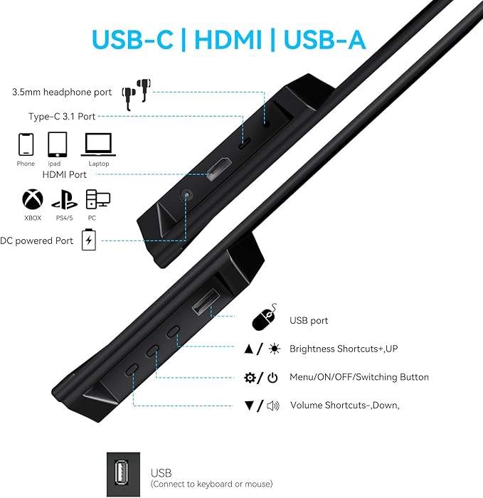 Monitor Portátil Táctil 23.8" 200Hz FHD VA con Altavoces miniatura 7