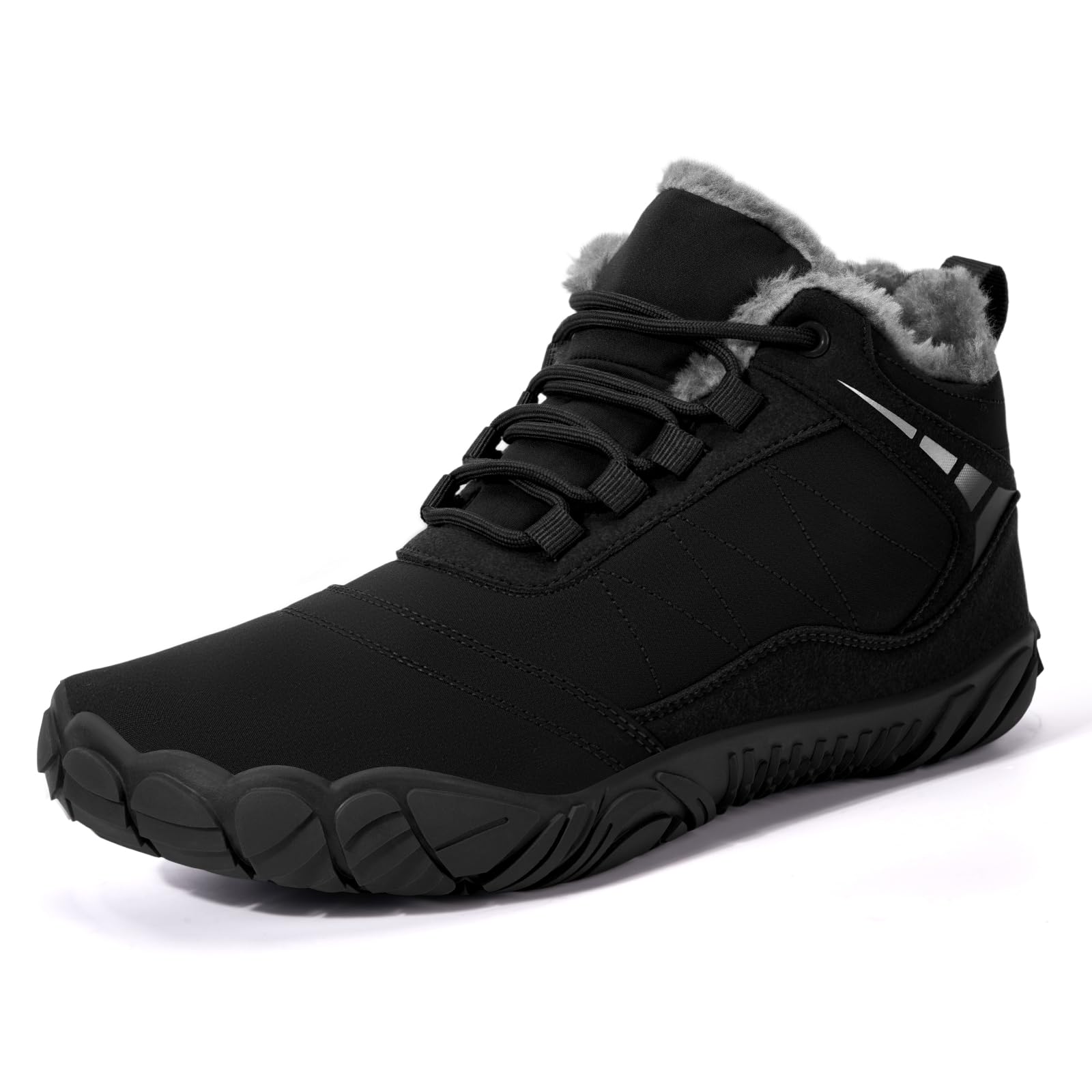 HiGropcore Barefoot Boots Women Men Fur Lined Winter Barefoot Shoes Water-Repellent Hiking Snow Boots Minimalist Wide Toe Box