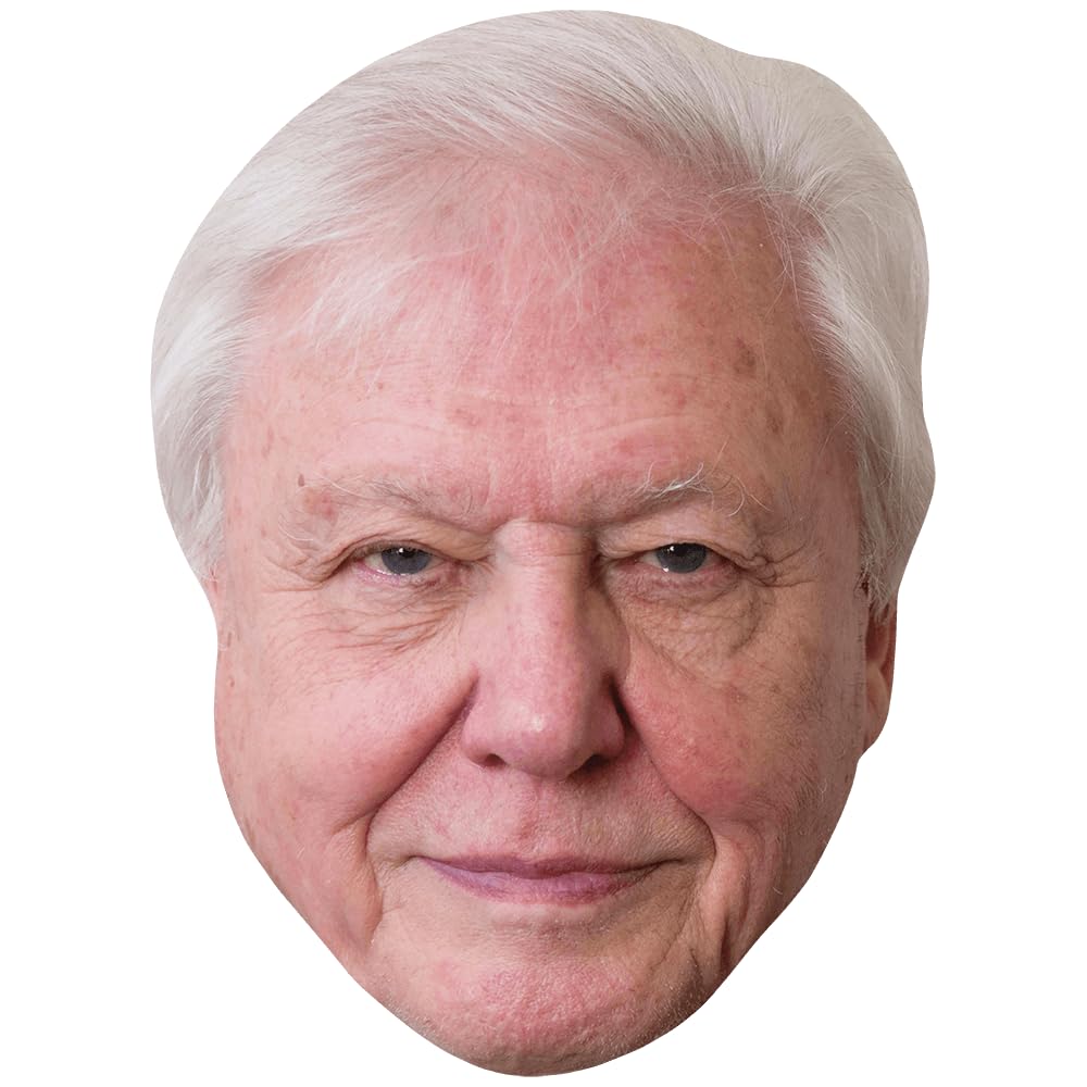 David Attenborough (White Hair) Celebrity Mask, Flat Card Face, Fancy Dress Mask