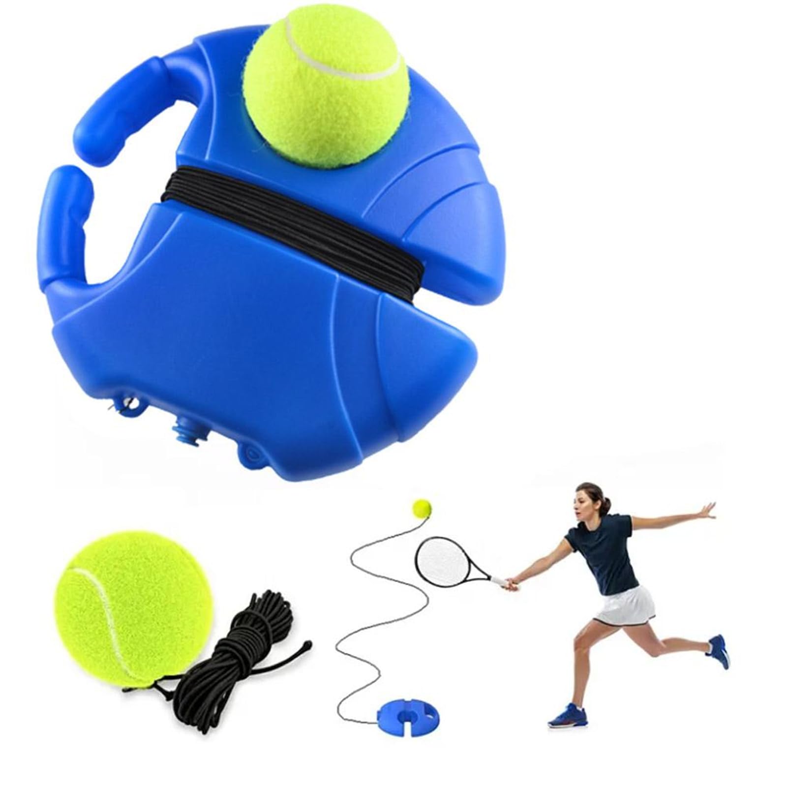 pulunto Tennis Trainer Rebound Ball for Self Practice, Bounce Back Tennis Ball, Tennis Training Equipment Kit with 1 Base and 1 Ball for Beginners Sport Exercise, Portable Tennis Training Tool