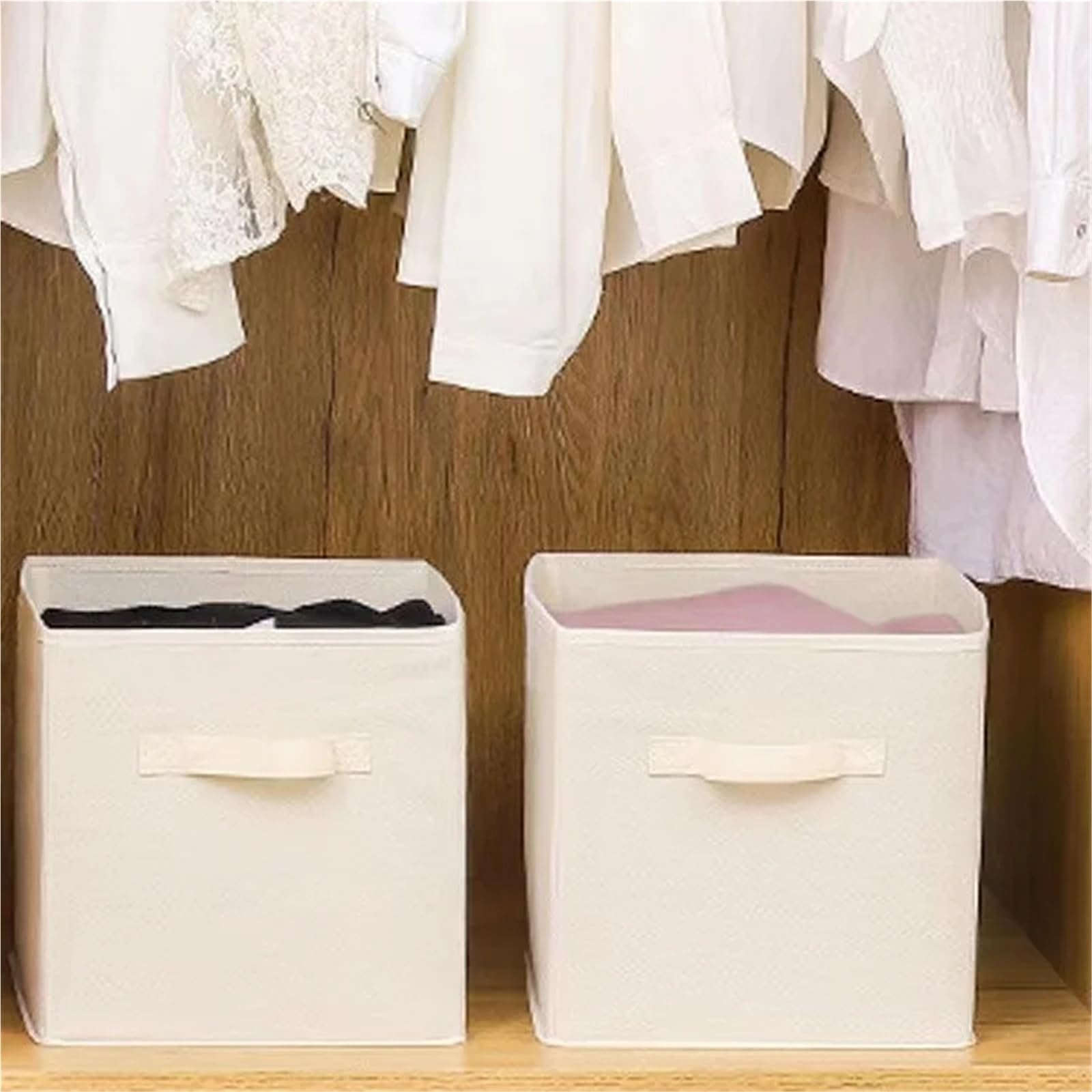 MRKU Boîte de Rangement pour sous-vêtements et Chaussettes, Organiseur de Soutien-Gorge, Compartiments cubiques en Tissu Non tissé, Poubelle Pliable pour la Maison, Rangement de Placard
