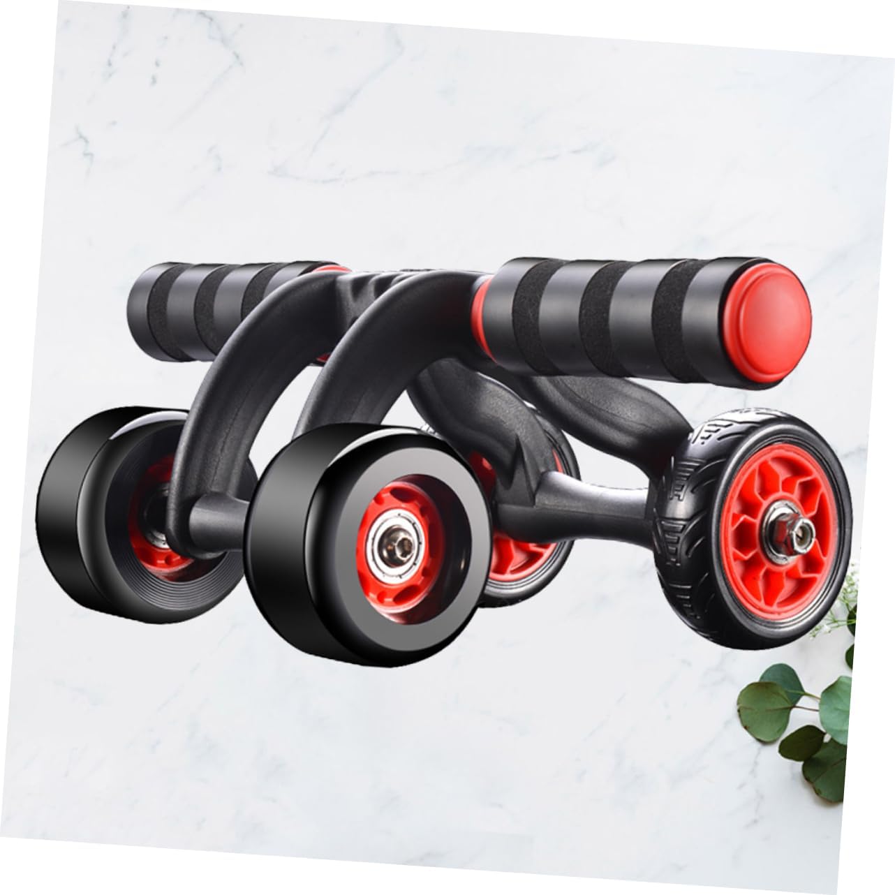 POPETPOP Automatic Spring Back Abdominal Wheel with Knee Mat Silent 4-Wheel Fitness Device for Home Use for Core Strength Training and Weight Loss