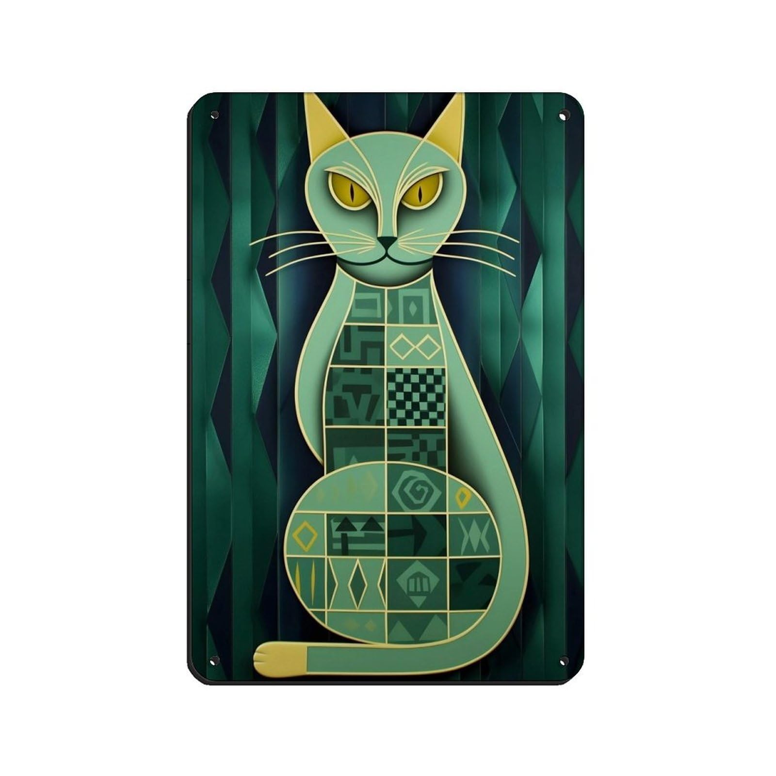 Art Deco Cat Poster Tin Sign Vintage Metal Pub Club Cafe Bar Home Wall Art Decoration Poster Retro 8x12inch(20x30cm)