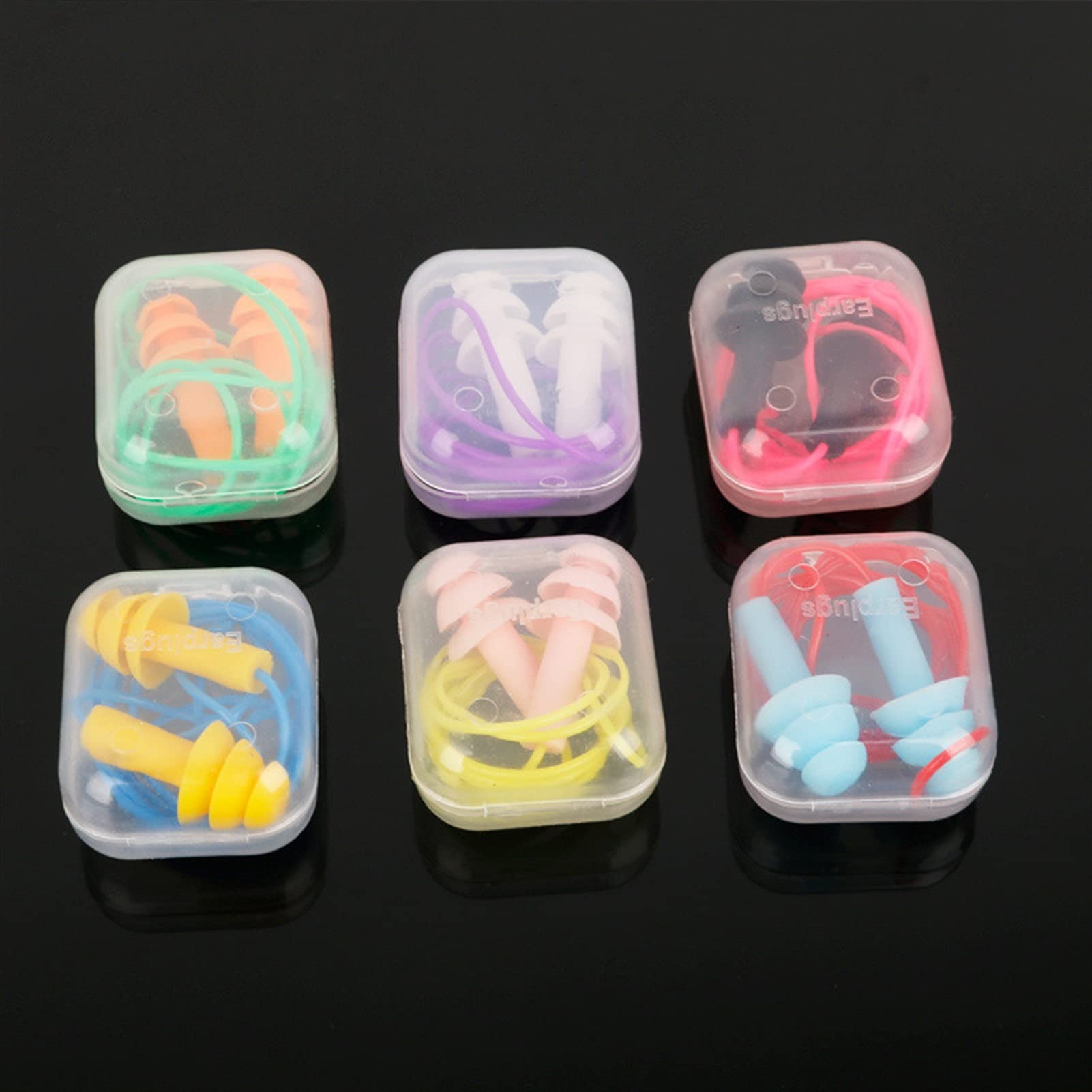Tapones Oidos Ruido Cinturón de aislamiento de sonido Línea Reducción de ruido Earplugs for el sueño Aprendizaje de sueño Sueño de silicona Anti-ruido Protección de natación Earplugs (6 pares) Tapones