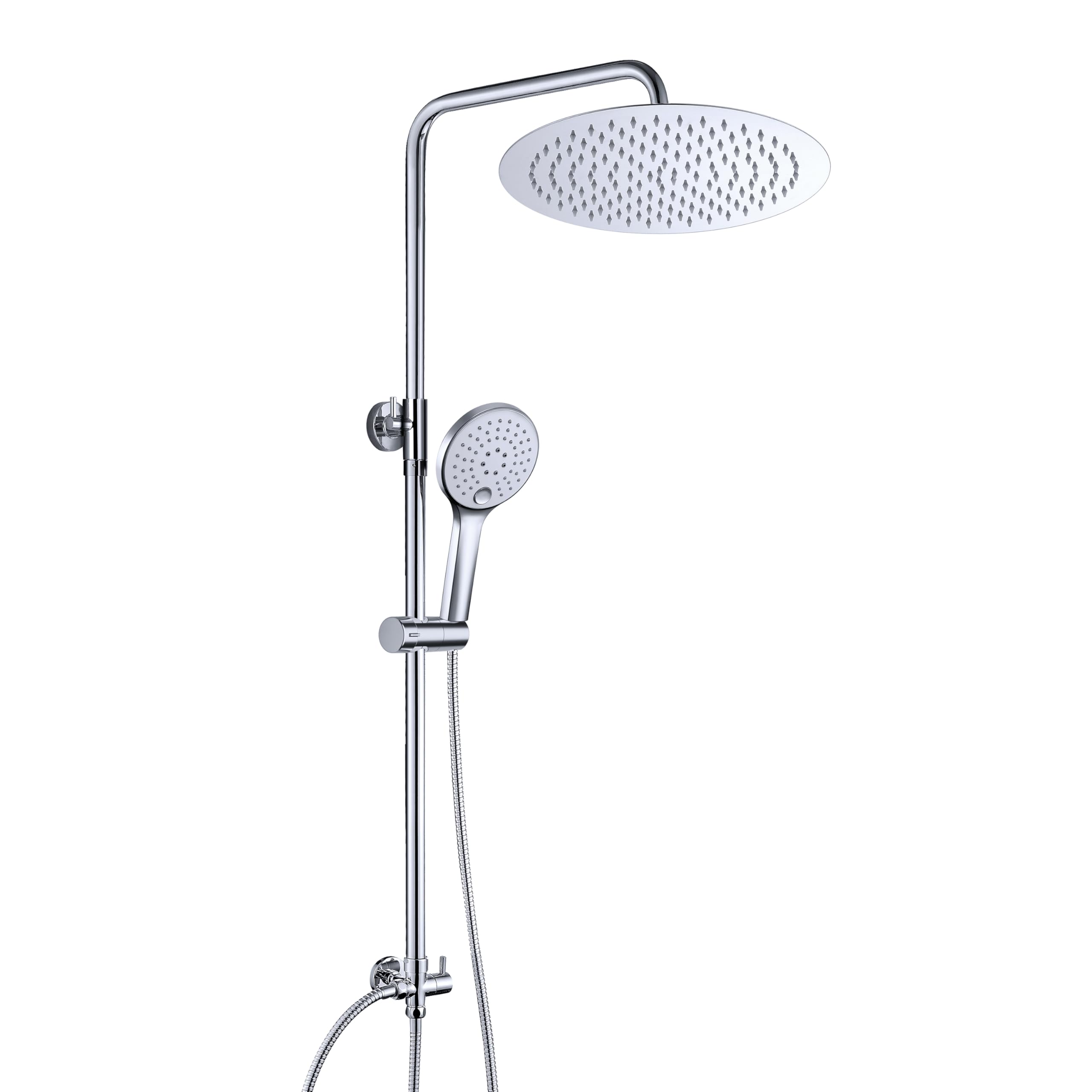 JOHO Thermostat Duschsystem aus Edelstahl, Regendusche Duschset mit Mischbatterie Duscharmatur matt schwarz⟮XXL Kopfbrause 30x30cm⟯