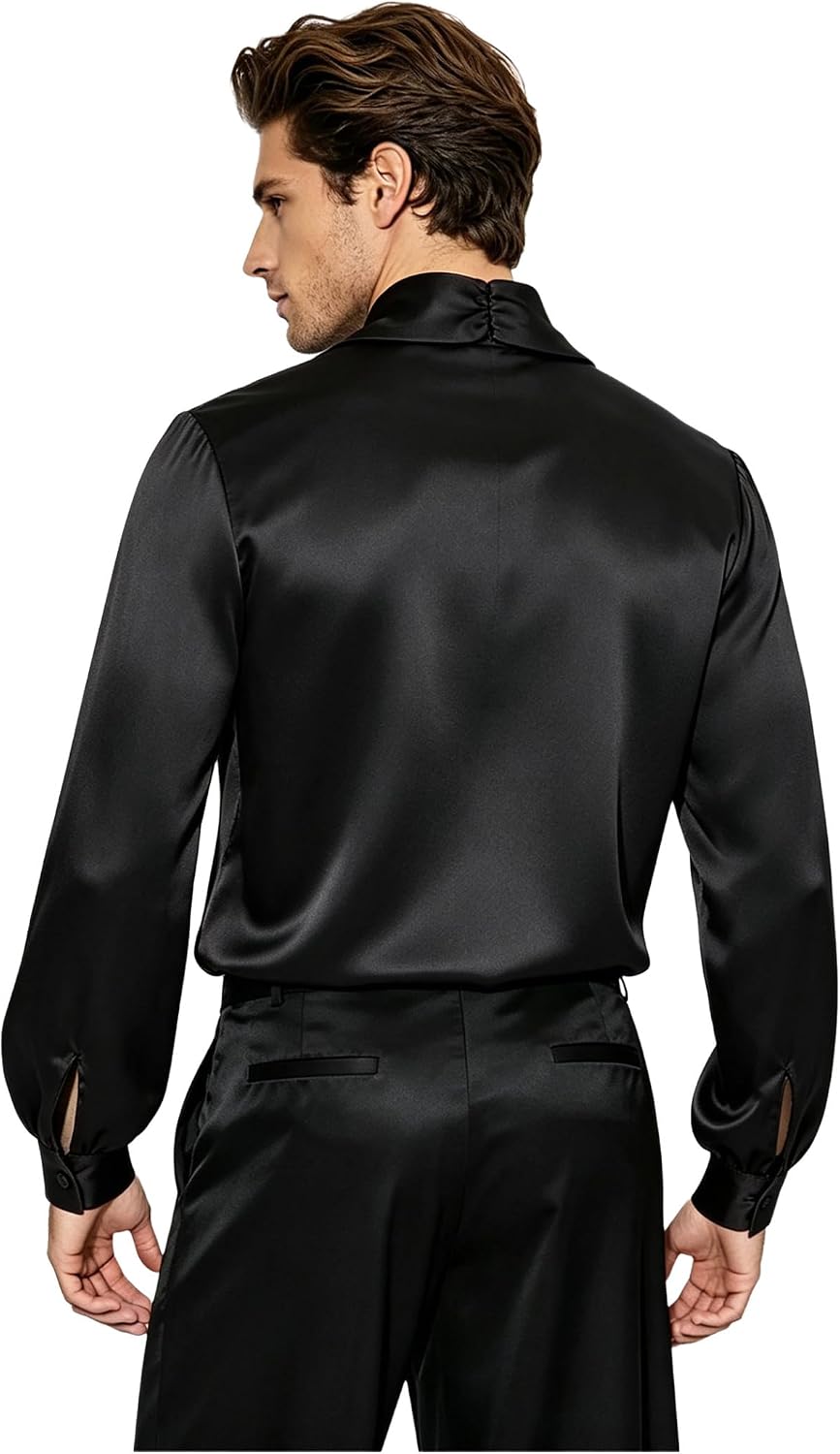 JEYPINMI Men Satin Latin Dance Shirt Latin Jazz Dance Wear