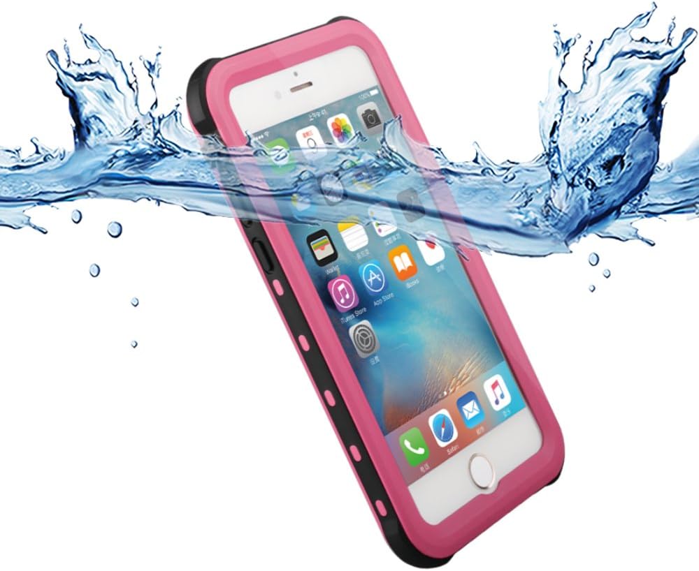 Eazewell Durable Ultra Slim 100% Water Resistant Skin Waterproof Case Shockproof Crashproof Dustproof Hard Shell Protective Box Rugged Cover for Apple iPhone 7 / 8 Plus - 5.5 Inch (Pink)