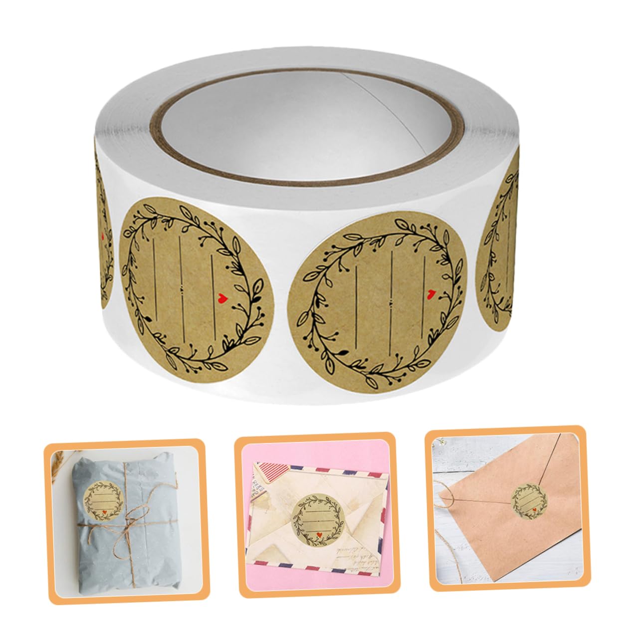 Sewroro 10rouleaux Étiquettes Autocollantes De Décoration Pour Pâtisserie De Stickers Kraft Autoadhésifs Pour Enveloppes Et Idéales Pour Fêtes Et Événements