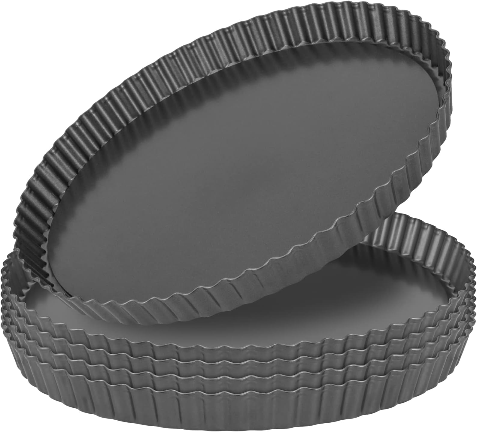 MUKLEI 5 PCS 30cm/12 Inches Tart Quiche Pan, NonStick Fluted Flan Tart