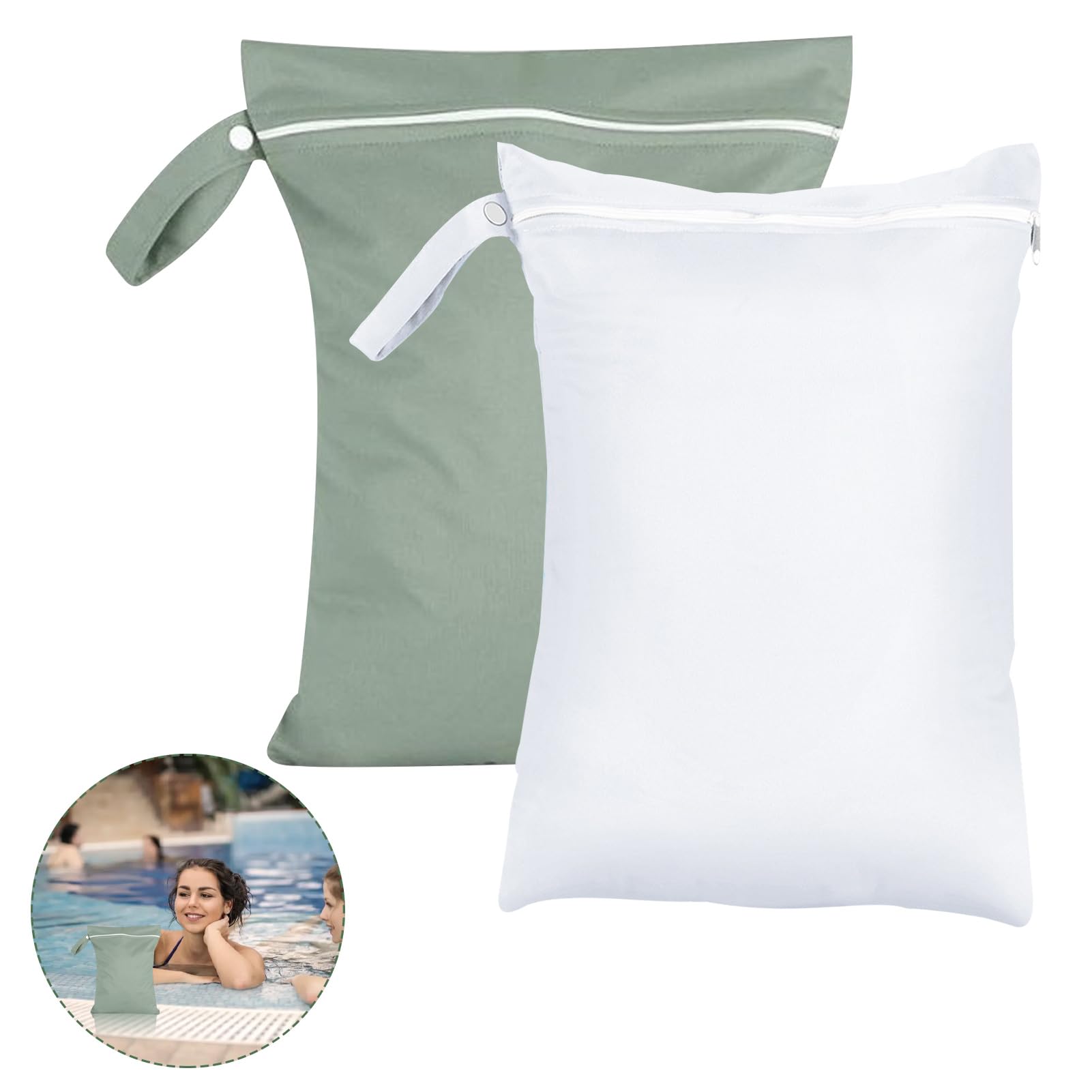 Lot de 2 Sac Linge Sale Voyage 30x40cm, Sac Etanche Réutilisable avec Fermeture Eclair, Sac Impermeable pour Maillot de Bain Mouillé, Organisateur Valise pour Sport Plage Piscine Gym Camping