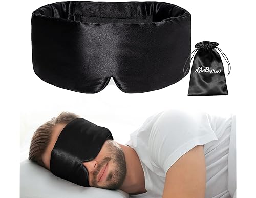 Upgraded 100% Blackout Large Sleep Mask for Side Sleepers, Zero Pressure 3D Contoured Cup Sleep Eye Mask