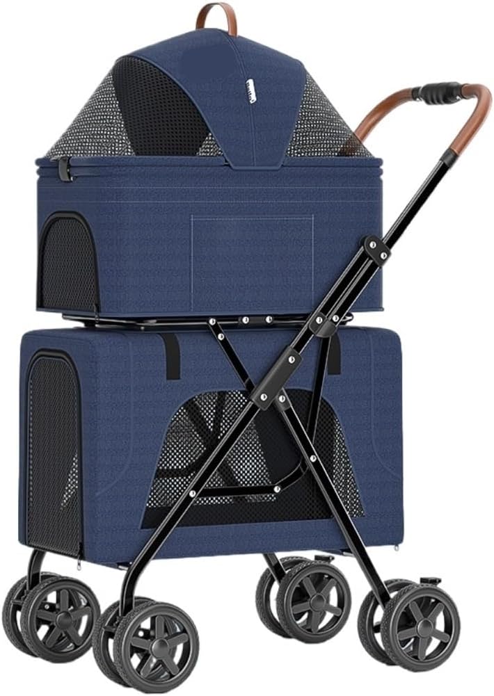 Pet Stroller for Dogs and Cats Travel Dog Stroller with Detachable Carrier Folding Pet Stroller with Wheels Cat Stroller for Small Medium Cats Pet Stroller(Grey)