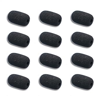 Kicada 12 Pieces Foam Windscreen for Headset Microphone, 0.2" Diameter Microphone Pop Filter Windscreen Mic Cover High Density Mini Foam Cover Shield Protection Foam Replacement for Headset Mic(Black)