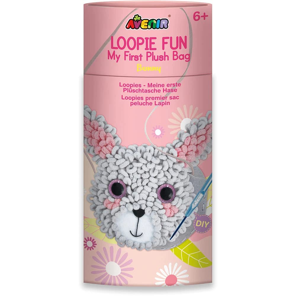 Avenir CH201750 Loopie Fun Bunny Bag Craft Kit, Grey and Pink