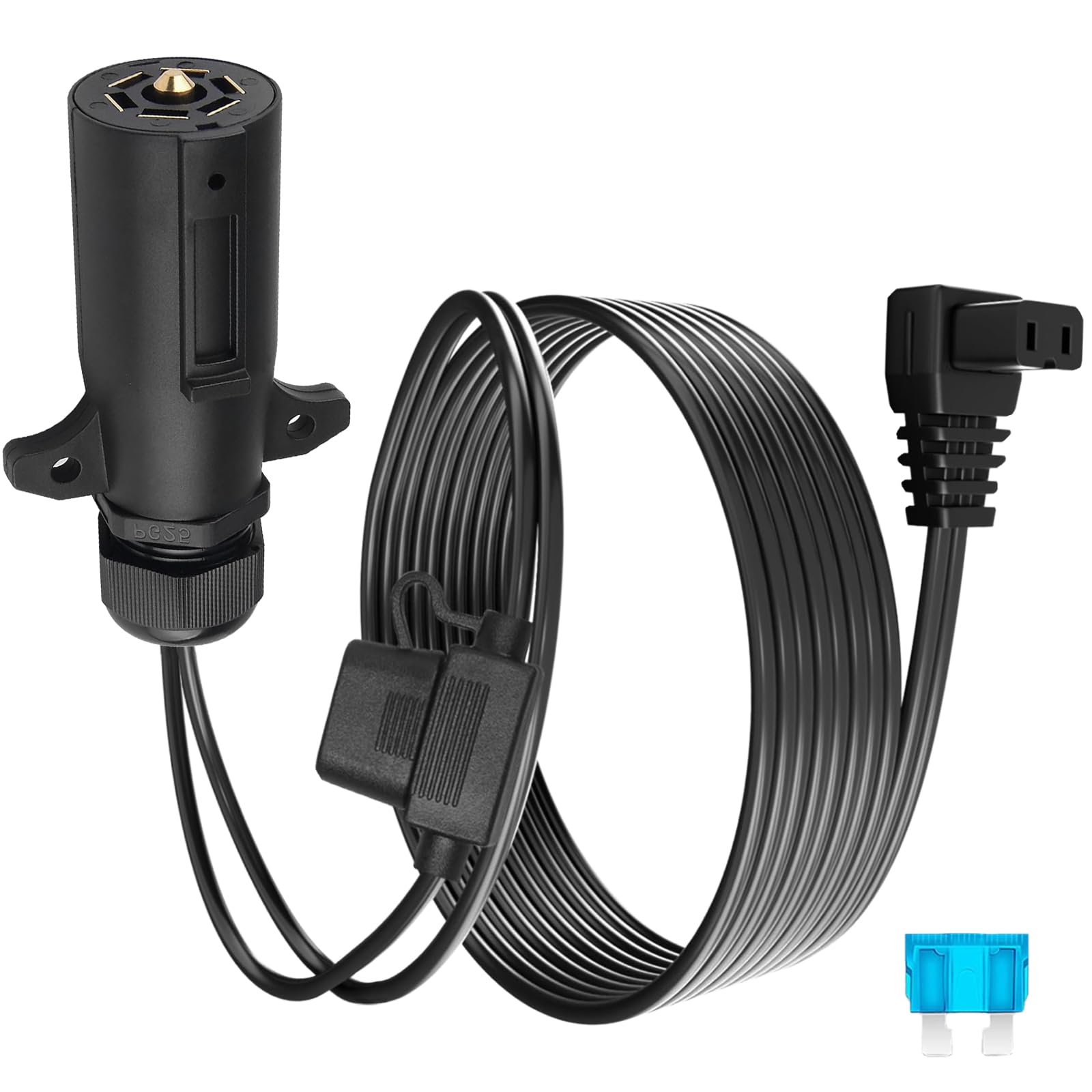 7 Pin Trailer Plug to DC 12V Power Cord Cable for Car Refrigerator, 12V/24V Car Fridge Freezer Cooler Chargers for RV Truck Trailer Portable Refrigerator (16.5FT)