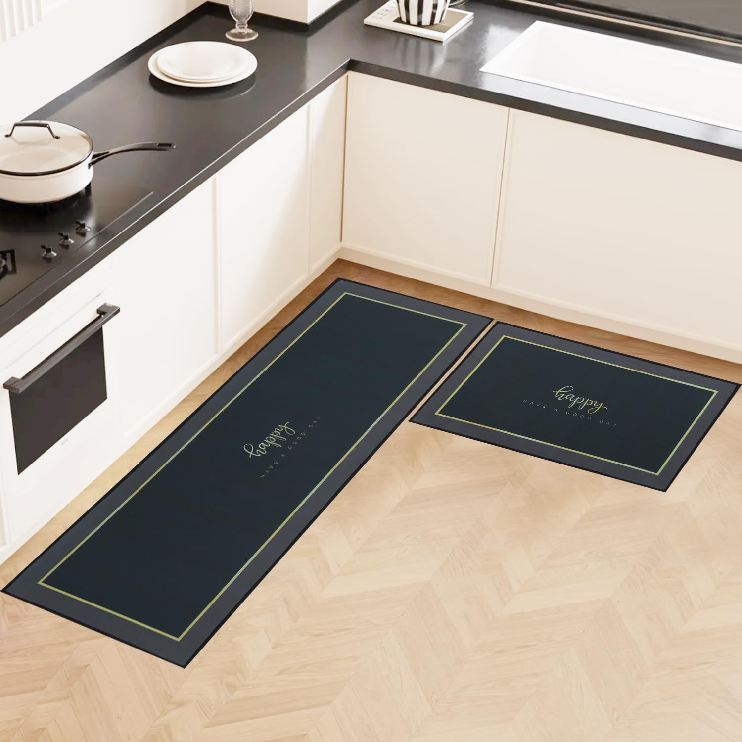 LHHMZ Alfombra de Cocina 2 Piezas Alfombra de Cocina Antideslizante Juegos de alfombras de Cocina Lavables para la Entrada del Pasillo de la Cocina y el Comedor, 43x75cm + 43x120cm