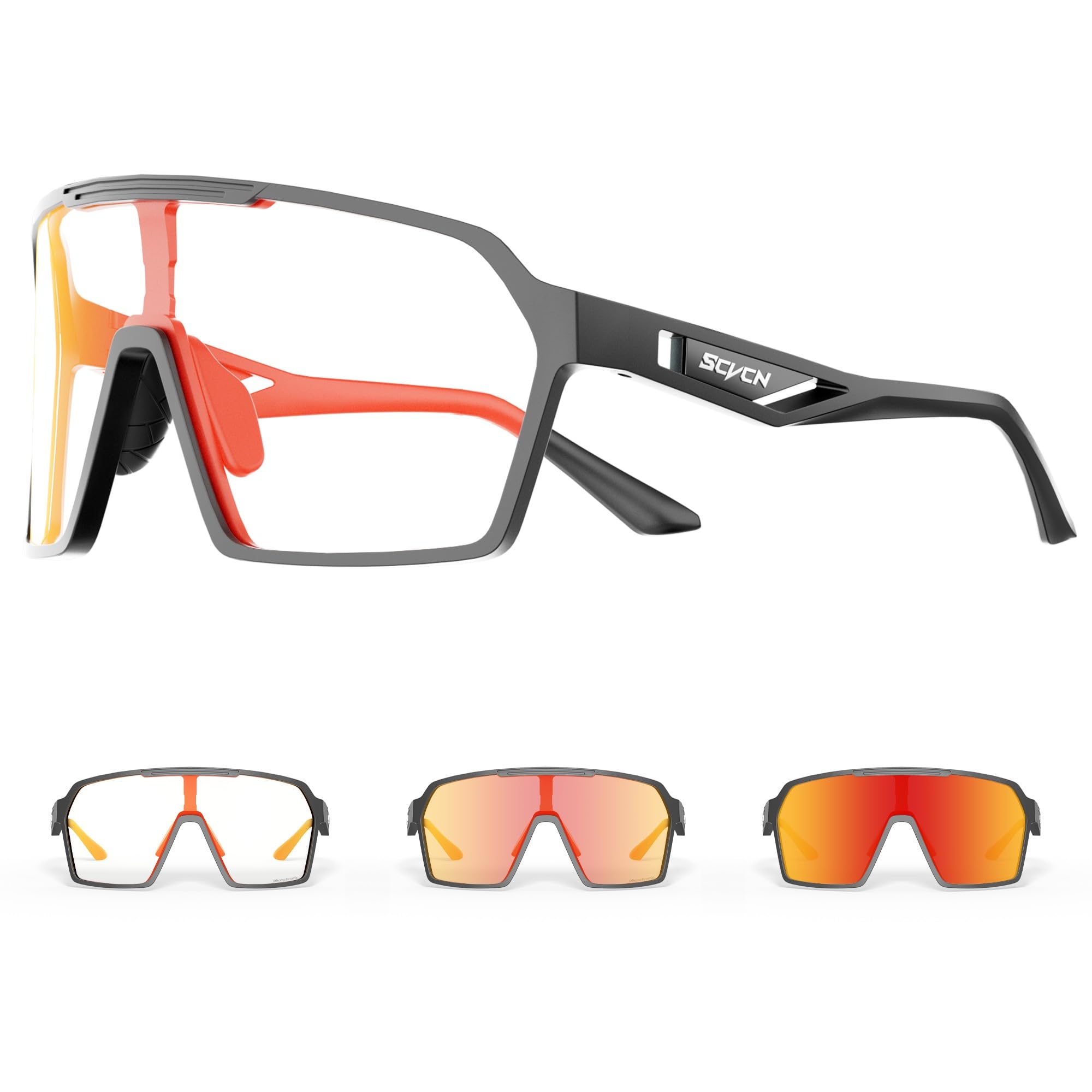SCVCN Fietsbril, zelfkleurend, voor heren en dames, fotochroom, sportzonnebril, helder, racefietsbril, TR90-montuur, snelle fietsen, MTB-fietsbril met UV400-bescherming, sportbril voor hardlopen en