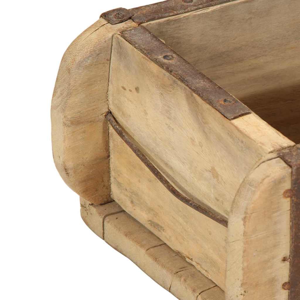 Bandeja de 4 piezas marrón, 57 x 15 x 9 cm, de madera reciclada maciza, bandeja de servicio rectangular con acabado mate para interior y exterior