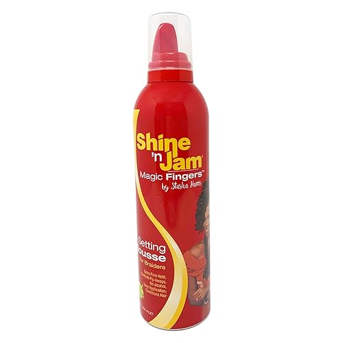 AmPro Shine-N-Jam Magic Fingers Setting Mousse para trenzadores de 12 onzas líquidas (paquete de 4)