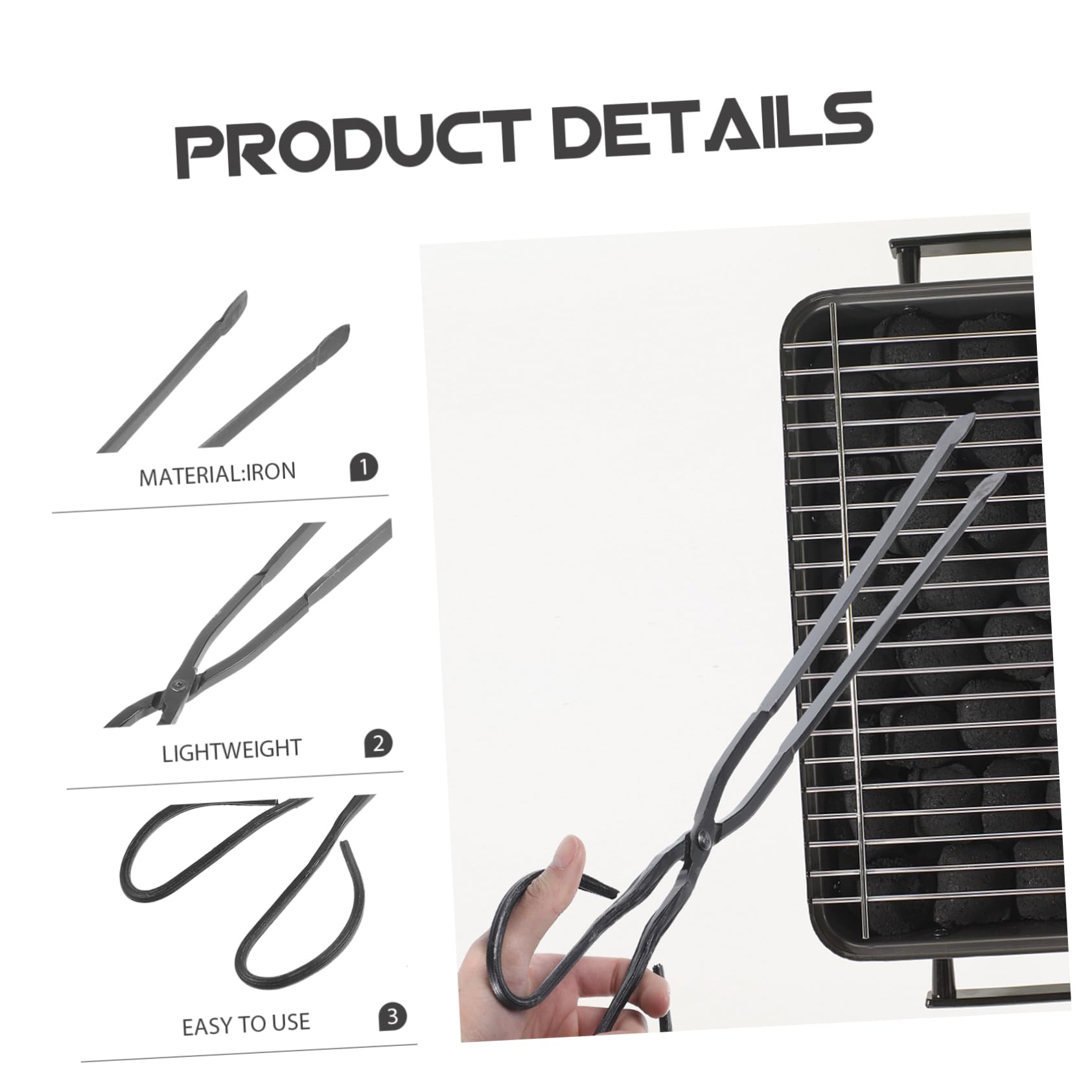 Toddmomy Pinza Per Carbone Allungata Pinza Per Da Accessorio Per Barbecue Materiale Resistente Facile Da Trasportare e Portatile