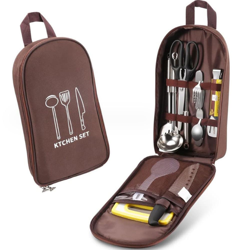 Oaygat Camping Cooking Utensils Organizer Bag Outdoor Cooking Utensil Bag Waterproof Storage Bag Kitchen Multifunctional Portable Pouch for Travel Picnics