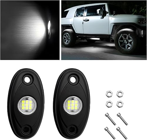 2 luces LED de rock, IP67 impermeable, lámpara de neón, luces de guardabarros subterráneos de alto brillo para camiones, SUV todoterreno, accesorios