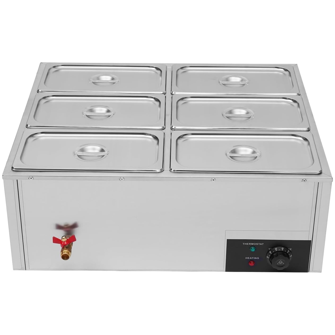 Scaldavivande professionale in acciaio inox, 850 W, con controllo della temperatura e coperchio, per catering, feste e ristoranti