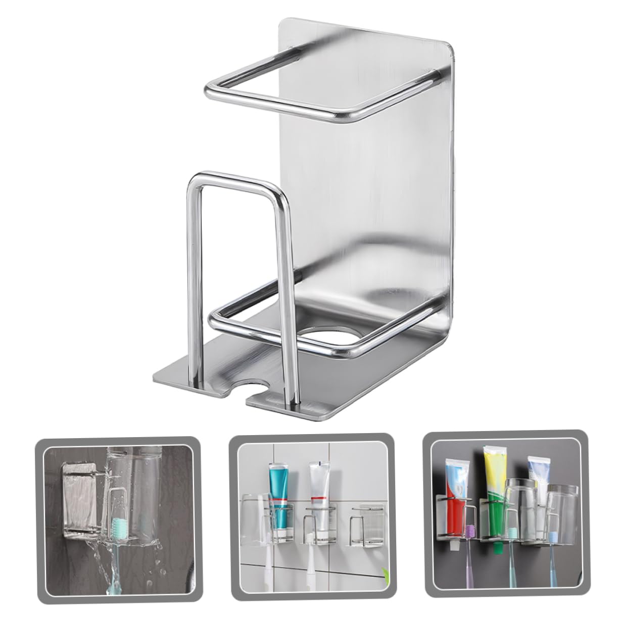 PRETYZOOM 4 Uds Estante para Tazas Organizador De Cepillos De Accesorios De Baño Soporte para Cepillos De Montado En La Pared Soporte para Cepillos De De Metal