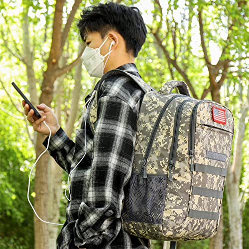 Camo Backpack For Men,Army Military Boys Backpack For School With Usb Port,40L Waterproof Day Pack For Outdoor Travel Camping #TOP4