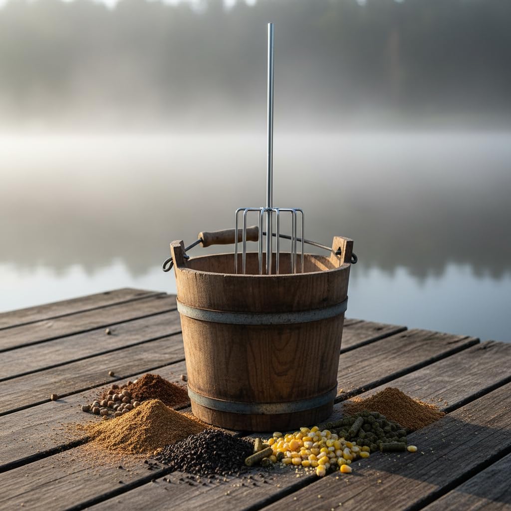 Miscelatore per pastura in acciaio inox con 11 lame per pesca alla carpa, frusta per esca resistente per miscelare e distribuire aromi uniformi, strumento portatile argento, 11 x 43 cm