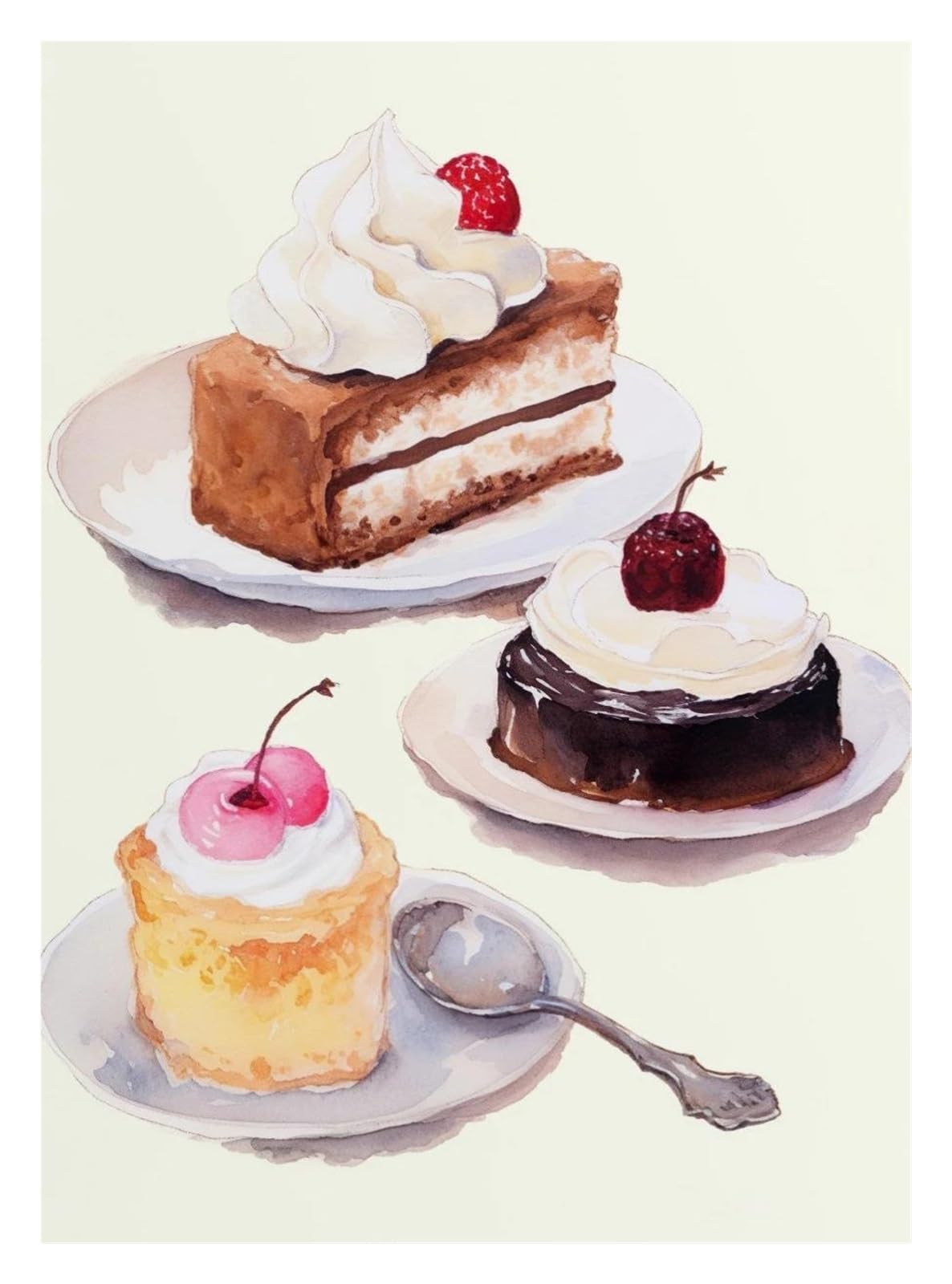 Amazon.co.jp: 防水キャンバスプリント クリームフルーツケーキ水彩