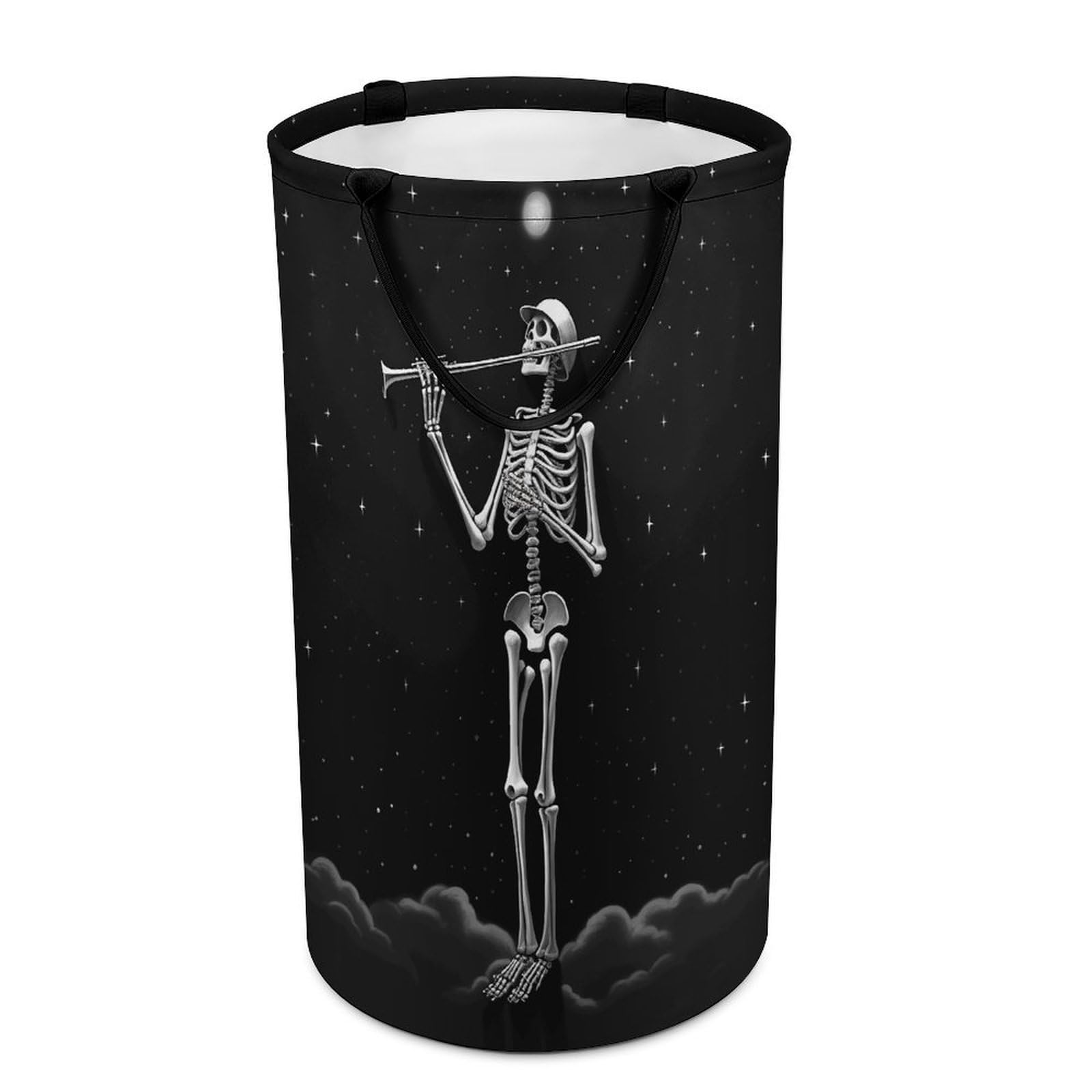 Adfgyerh Style Skeleton In The Night Laundry Basket ，Foldable Waterproof Model ，Laundry Hamper ，Handles On Both Sides Easy To Move ，Storage Basket For Bedroom, Bathroom, Dorm, Laundry Room.