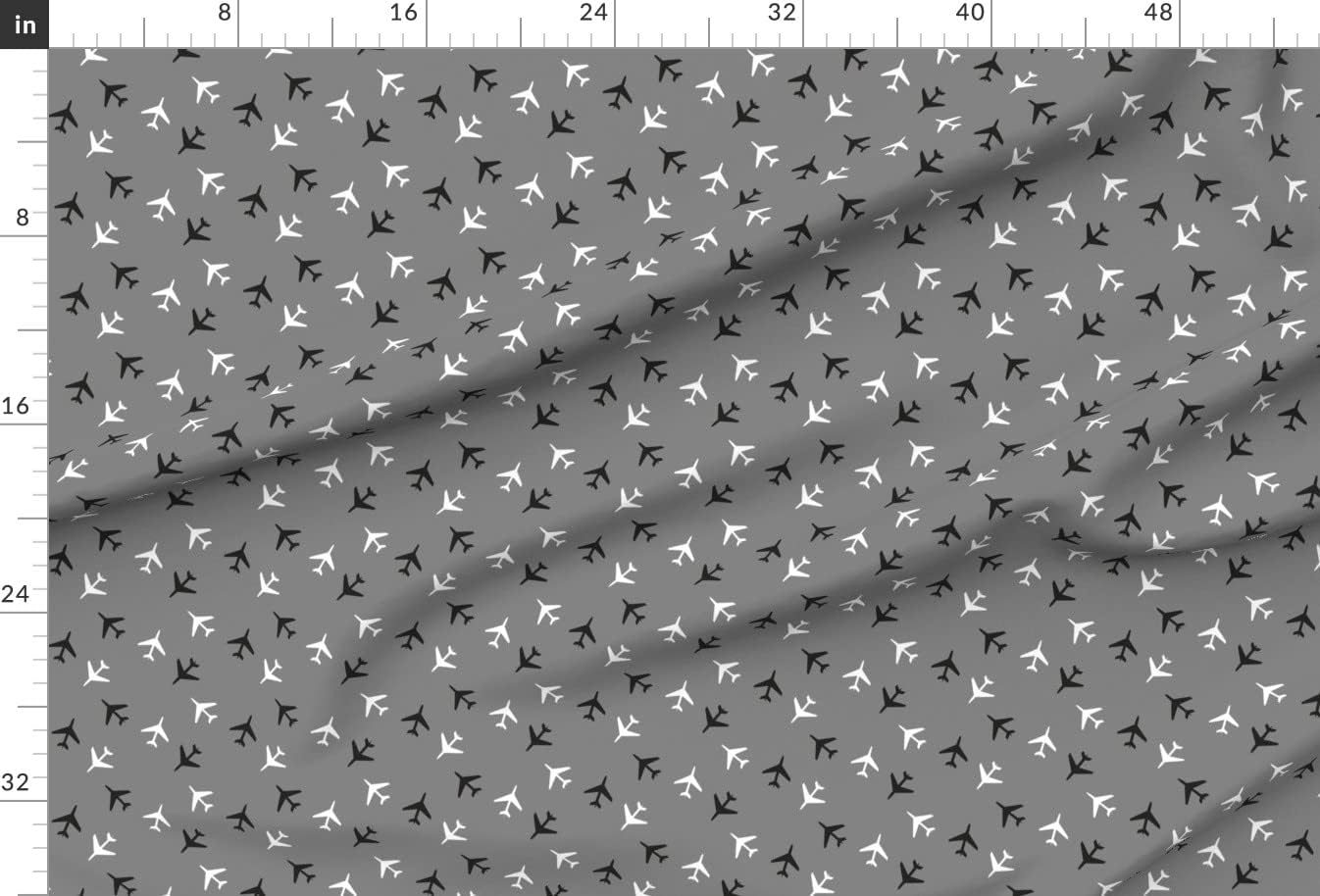Spoonflower Fabric - Plane, Airplanes, Black, White, Gray, Boy, Nursery, Neutral, Kids Printed on Minky Fabric by The Yard - Sewing Baby Blankets Quilt Backing Plush