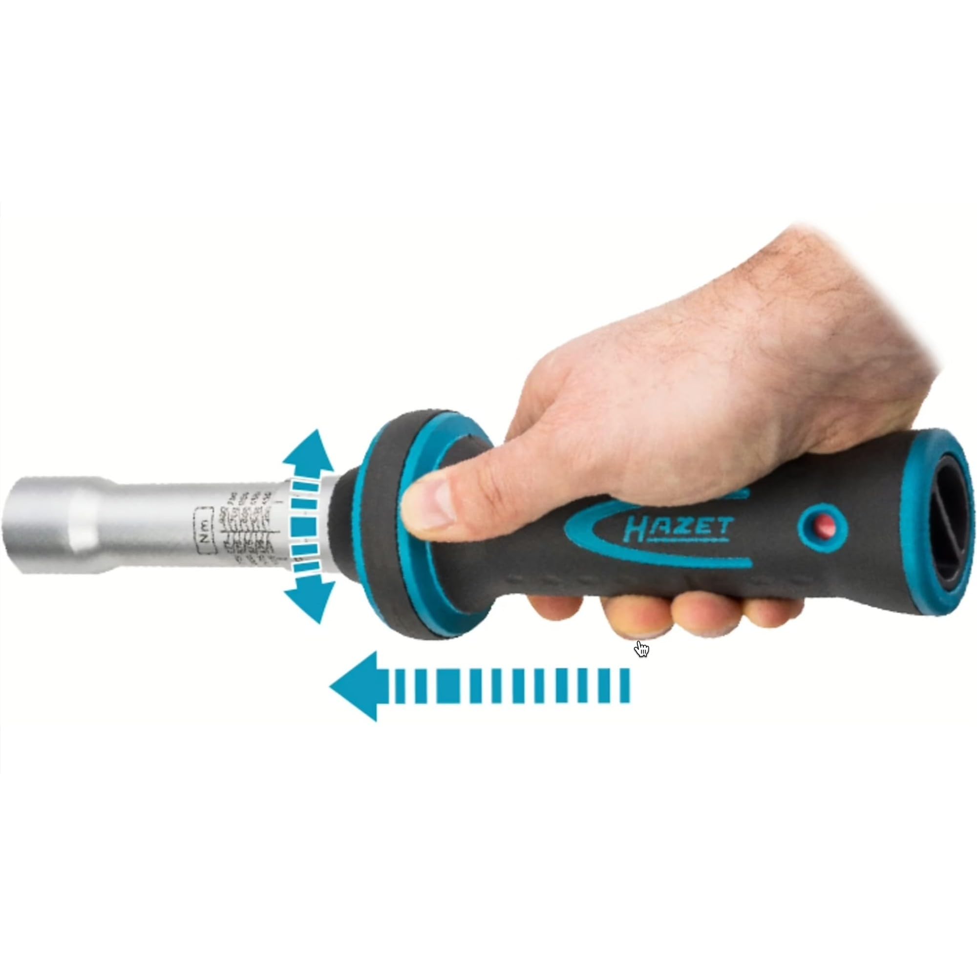 HAZET 1 Zoll Drehmomentschlüssel 6160-1CT, 600–1600 Nm, Länge 2455 mm, 3% Genauigkeit, mit 2-Komponenten-Griff, Sichtfenster, Codierringen und Safe Box | Drehmomentbereich 600-1600 Nm, Abtrieb 1 Zoll (25 mm) Vierkant massiv, DIN EN ISO 6789-2:2017, DIN 31